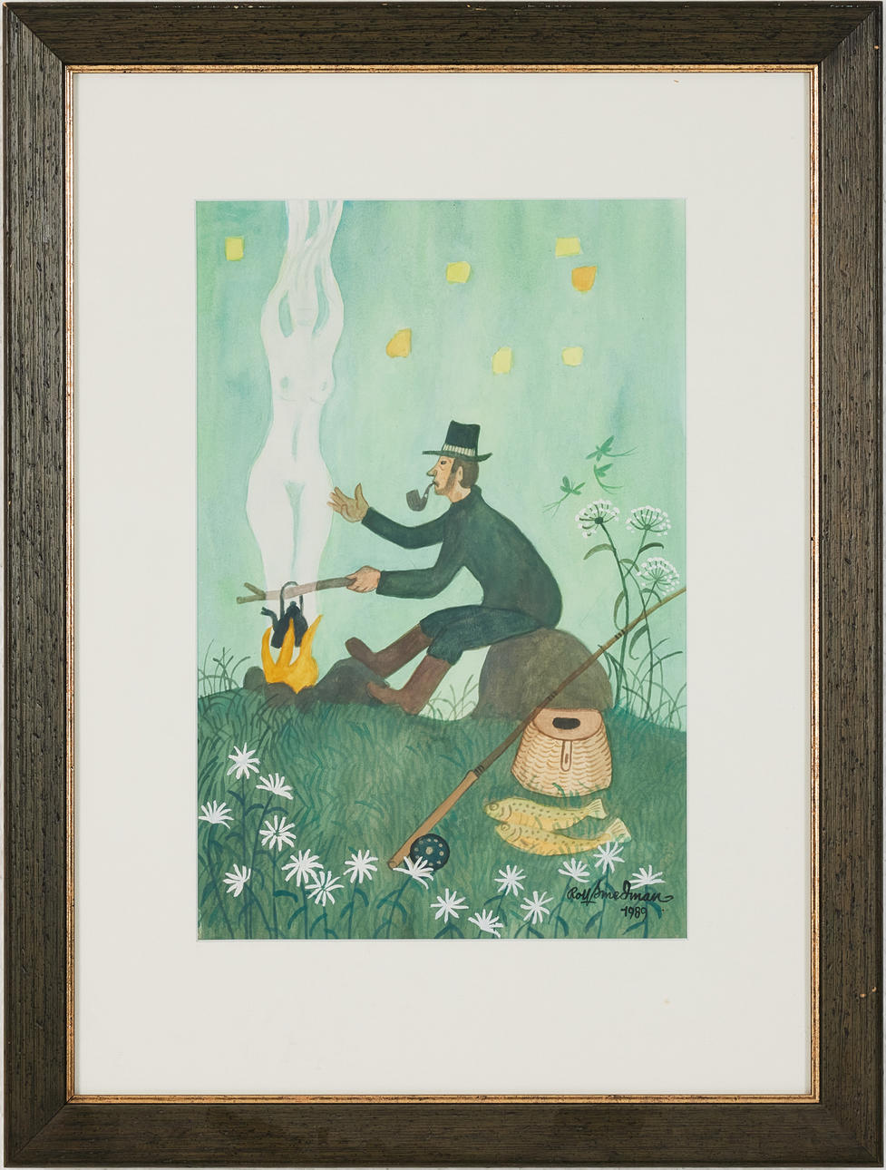 ROLF SMEDMAN (1929-2000). Fisherman, gouache, signed and dated Rolf Smedman 1989.