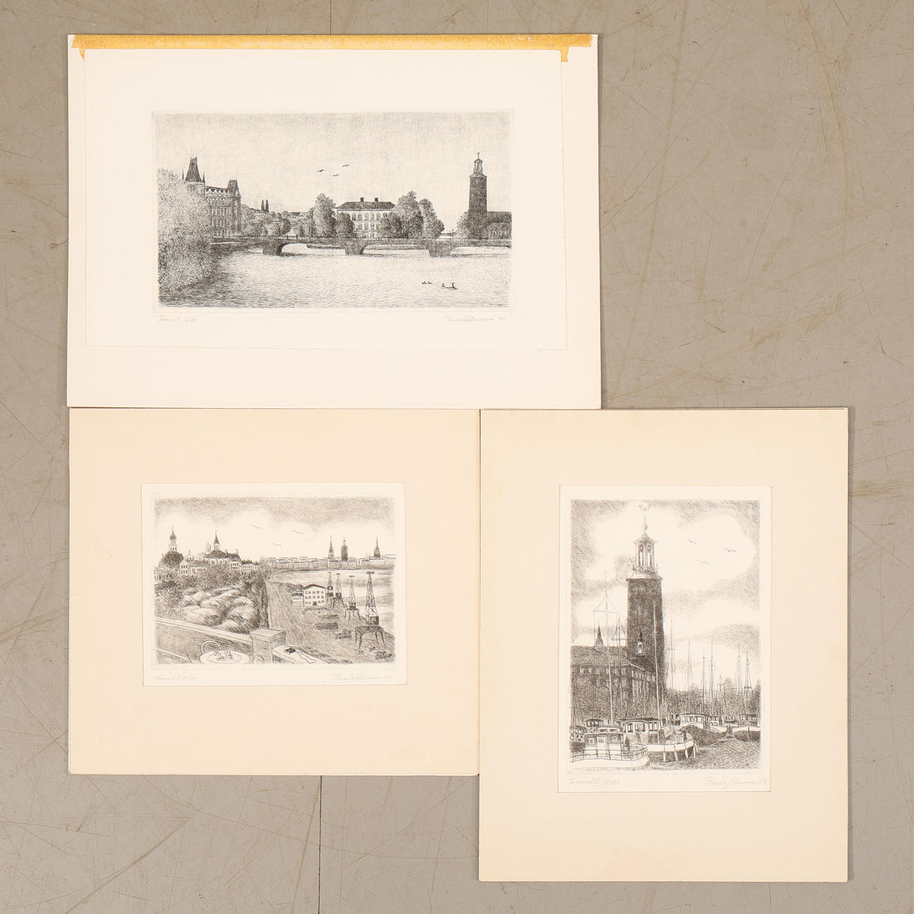 RUNE JOHANSSON. 3 lithographs, signed, numbered, and dated 1987-1990.