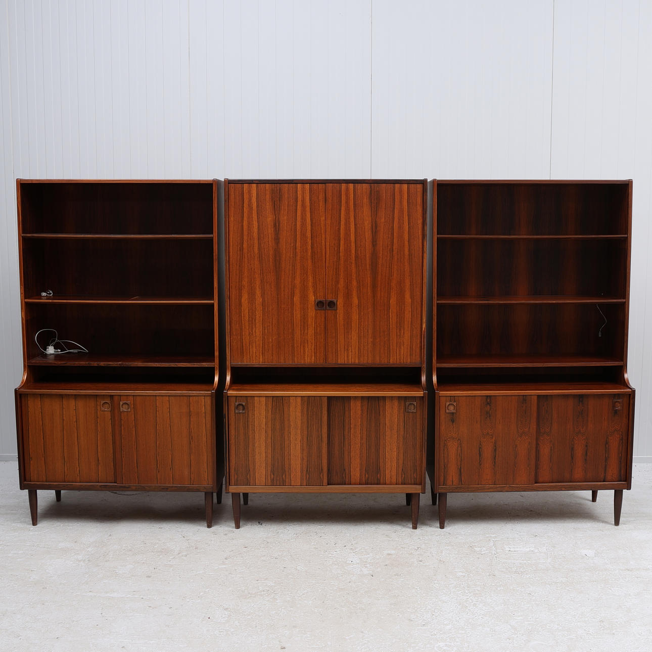 Bookcase, 3 sections, jacaranda, Farsö Möbel-fabrik, Denmark.