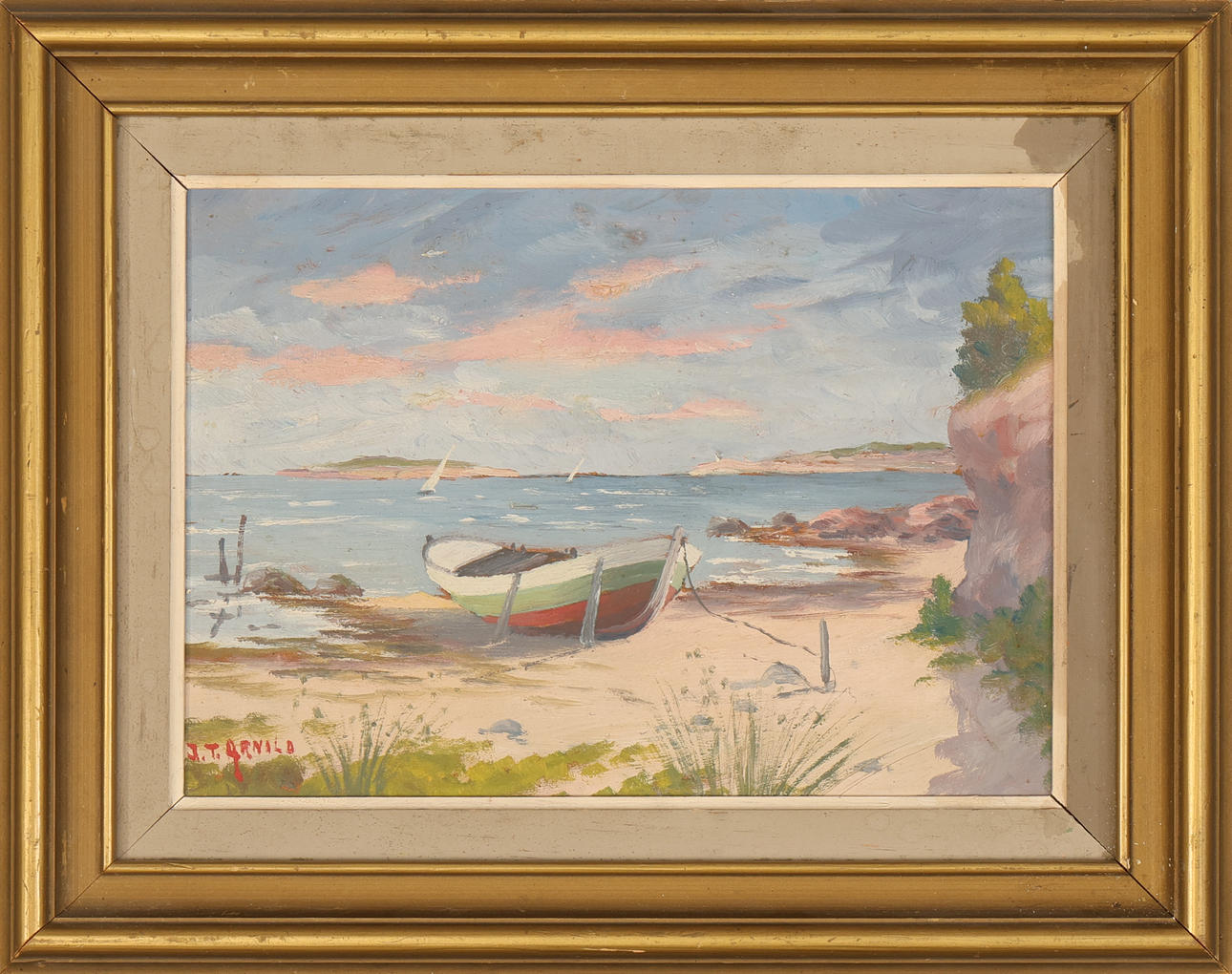 OIDENTIFIERAD KONSTNÄR. Oil on panel, signed J.T Arnold.