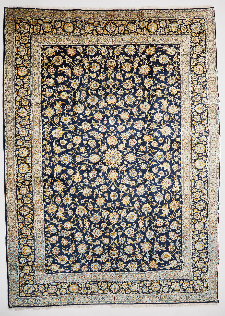 ORIENT CARPET. Kashan, Persian, semiantique, signed, approx. 448x311 cm.