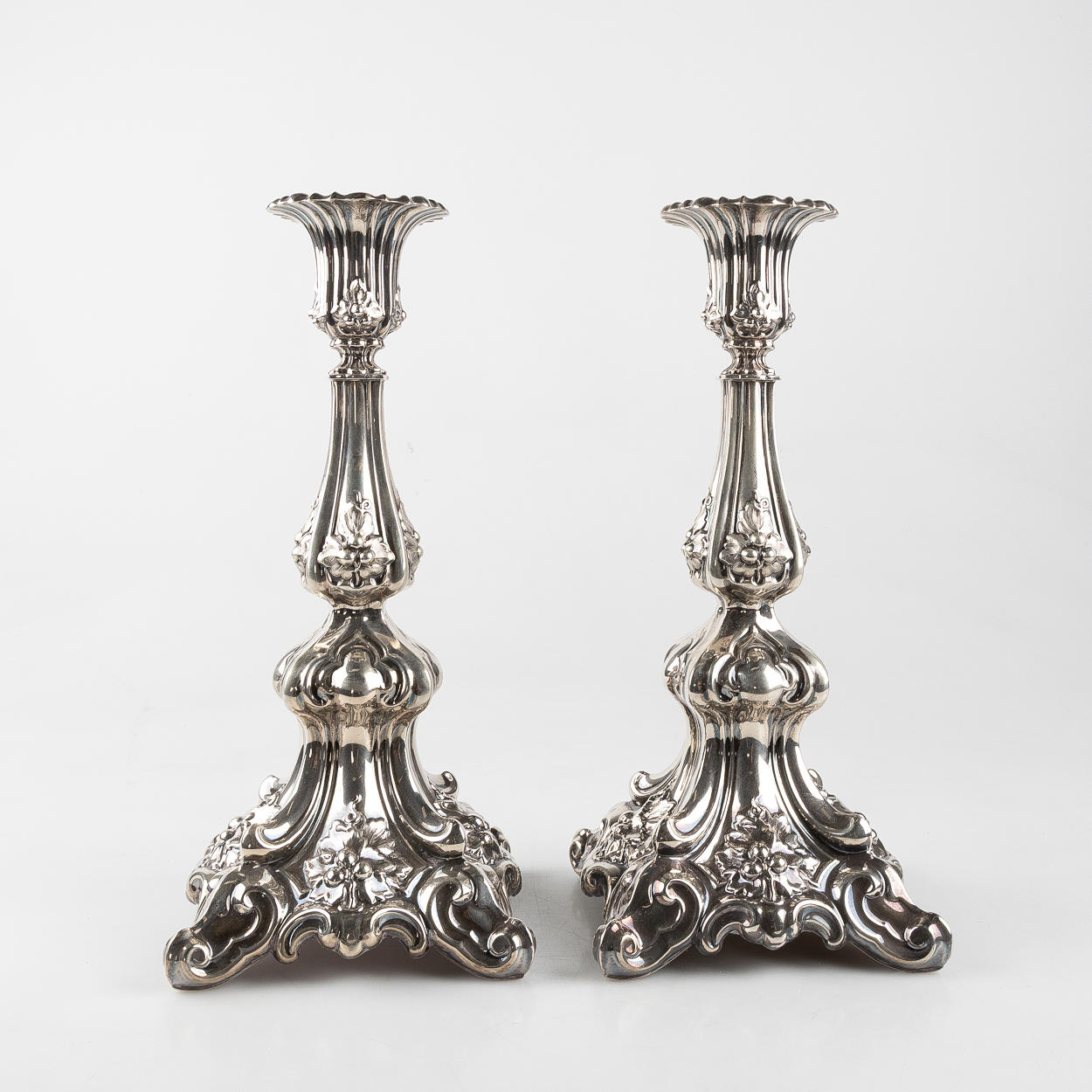 KYNTTILÄNJALKAPARI, hopeaa, E Nilsson & Co, Halmstad, 1937.