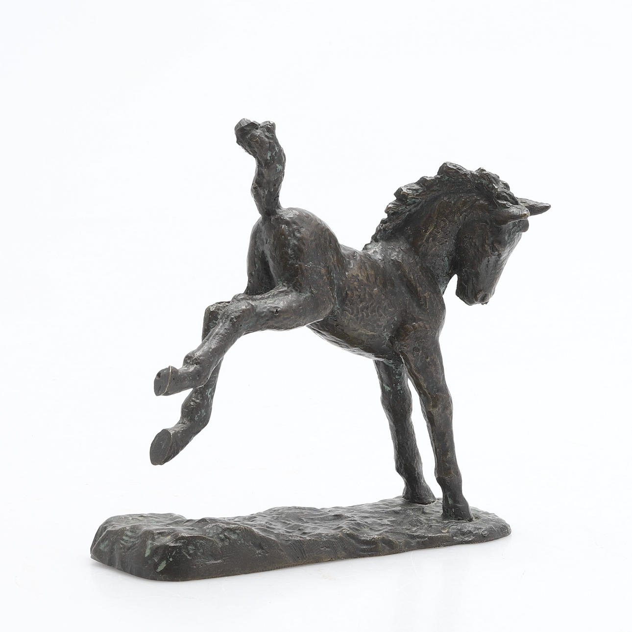 ANTONIN MARA. Jumping foal, bronze sculpture, signed.