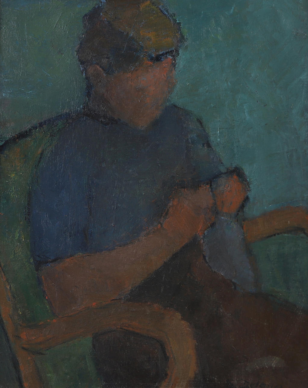 STIG DELANG. Portrait, opp, signed S. Delang.