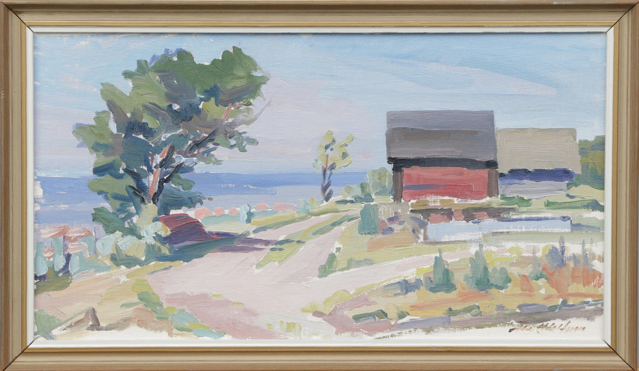 OIDENTIFIERAD KONSTNÄR. OIL, on panel, Övre Vannborga, signed.