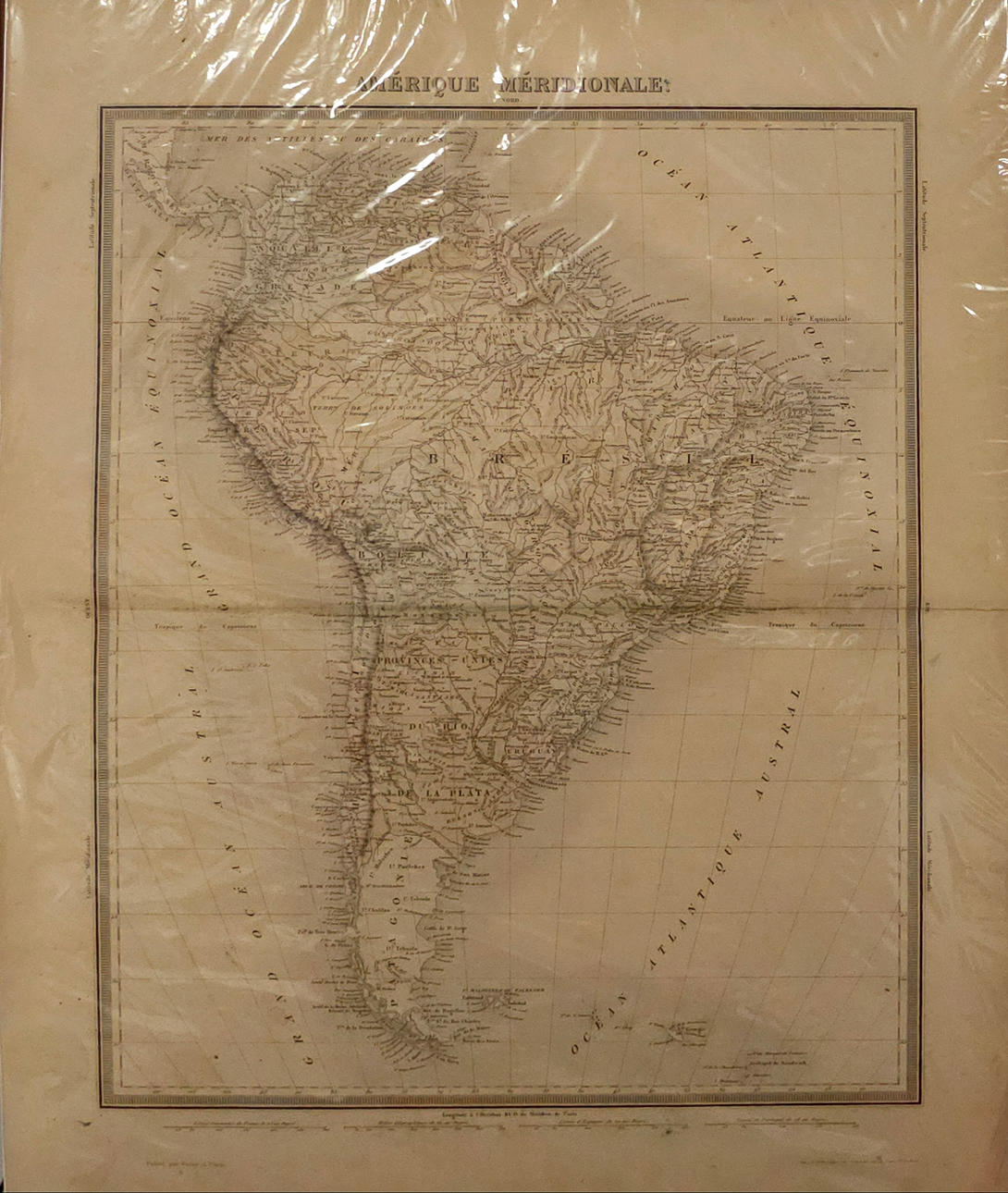 Mapa antiguo de Brasil, Amérique Méridionale.