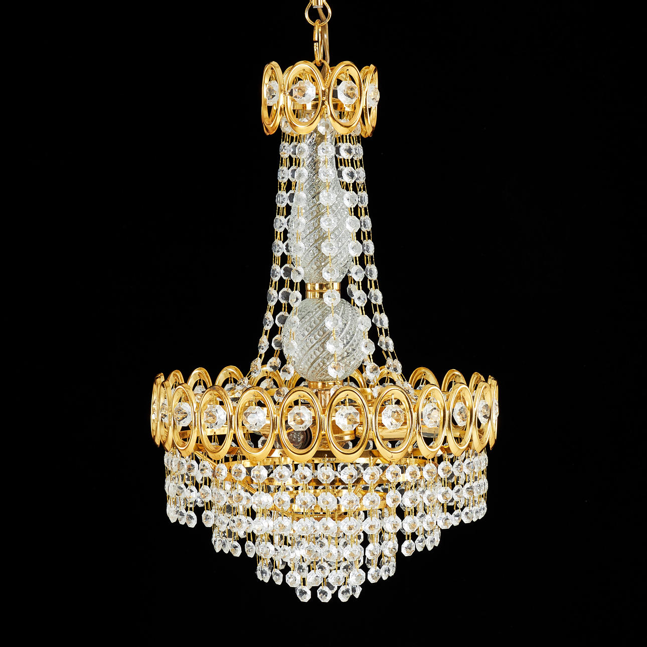 CHANDELIER, Contemporary, openwork decor and stamgls.
