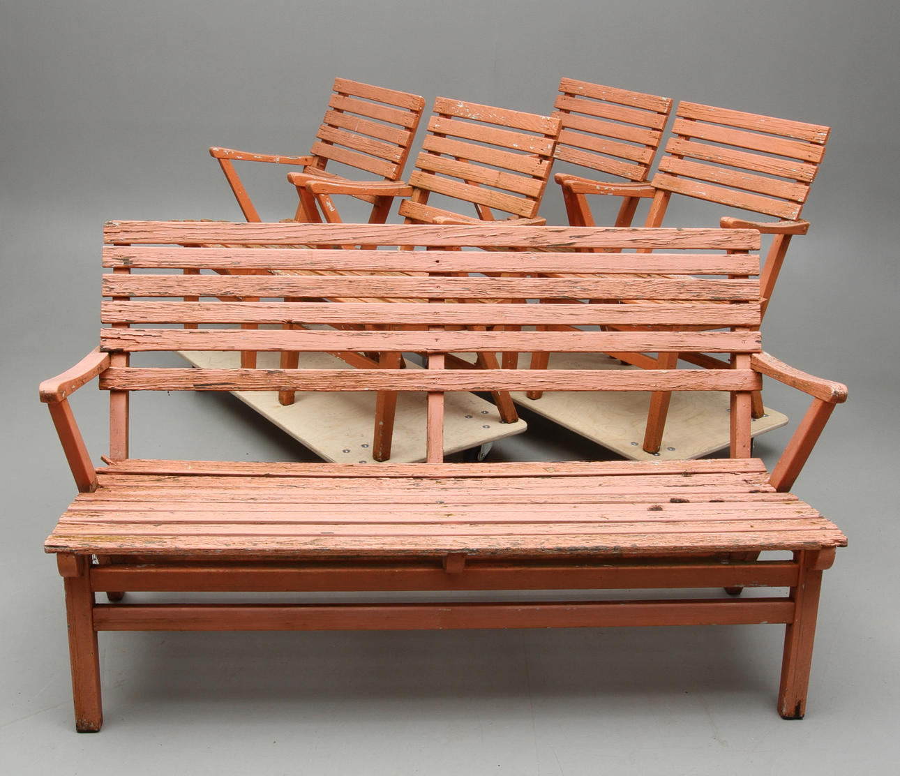 TRÄDGÅRDSGRUPP, 5 delar, "Bergshamra", Carl Malmsten, 1900-tal.