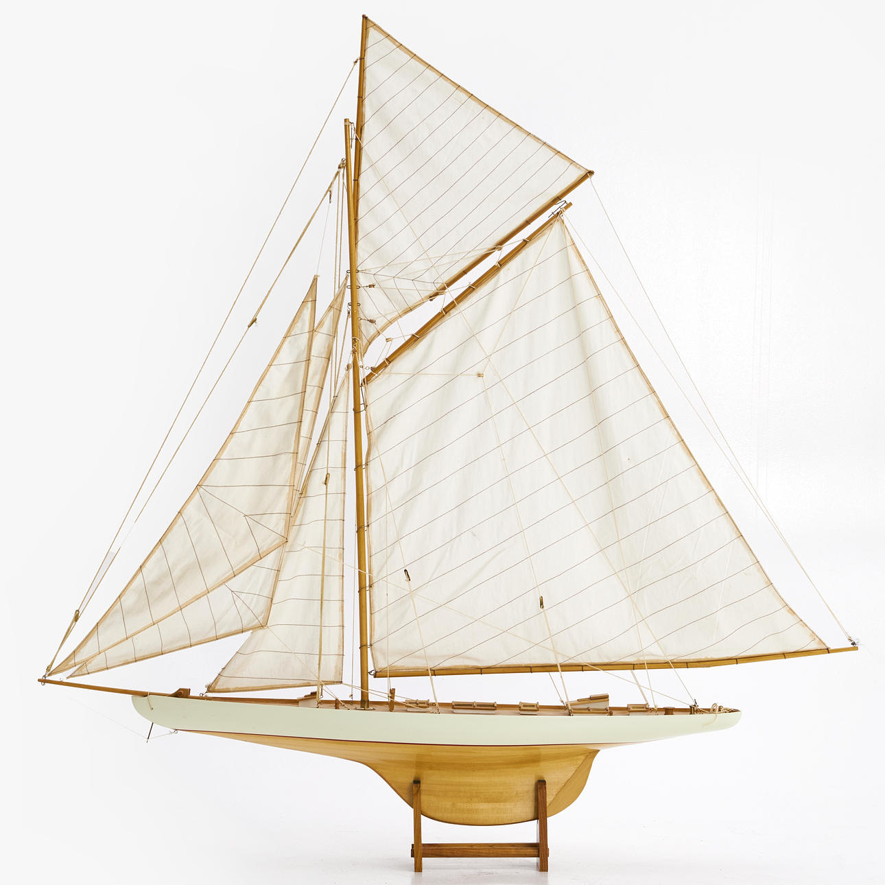 SAILBOAT MODEL, 20th century, with stand.
