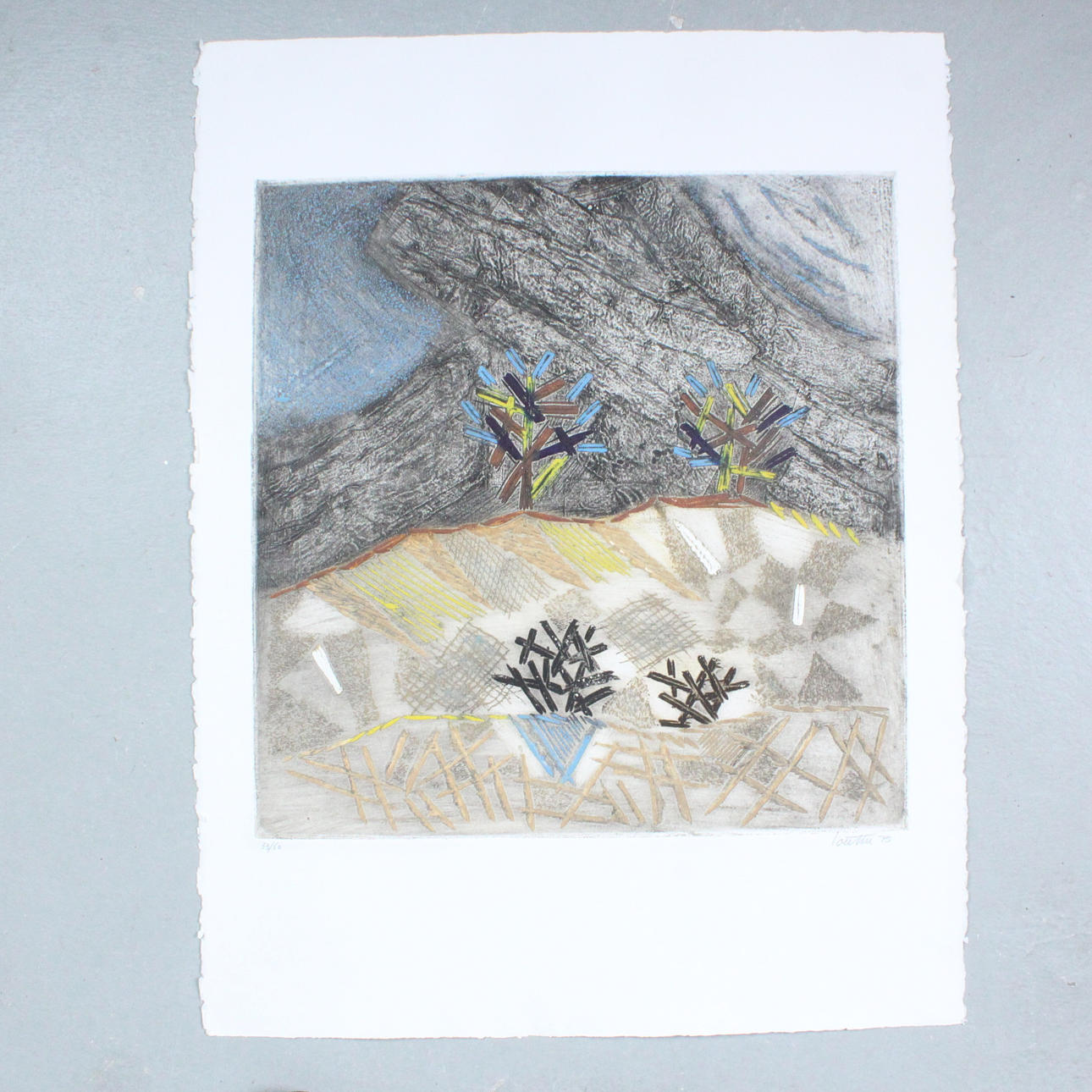 LOUTTRE.B (1926-2012). Etching, “Terre á cactées” limited 33/60.