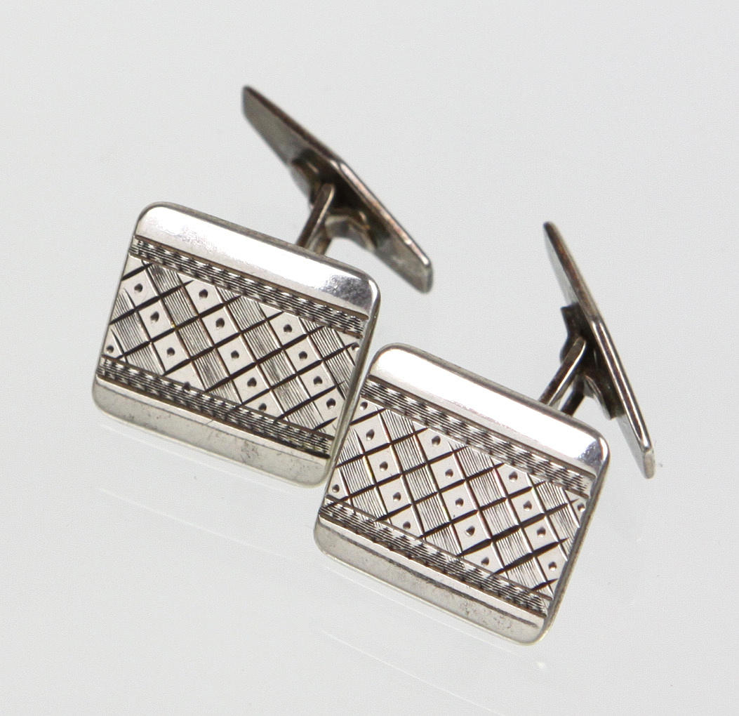 ART DEKO manschettknappar, silver 835, omkring 1925.