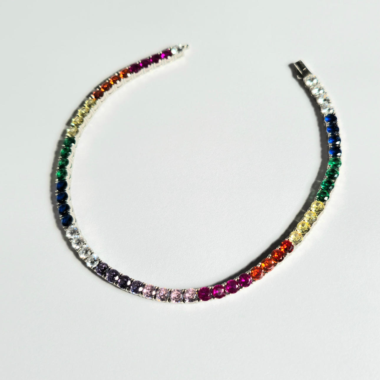 RIVIERE BRACELET IN SILVER WITH COLORED ZIRCONS.