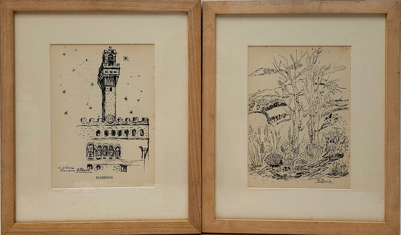 AFTER BENJAMÍN PALENCIA. FLORENCE AND LANDSCAPE TWO OFFSET LITHOGRAPHS ON PAPER SIGNED ON PLATE.