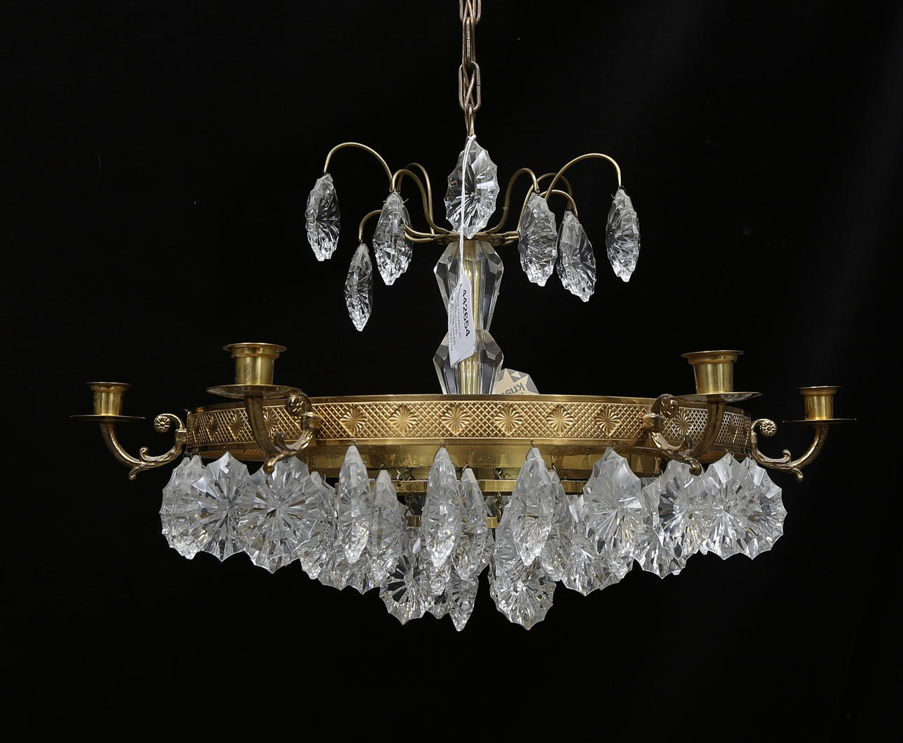 TAKARMATUR med slipade. prismor, MAAB Kristall, 1900-tal. Höjd 33.5 cm.