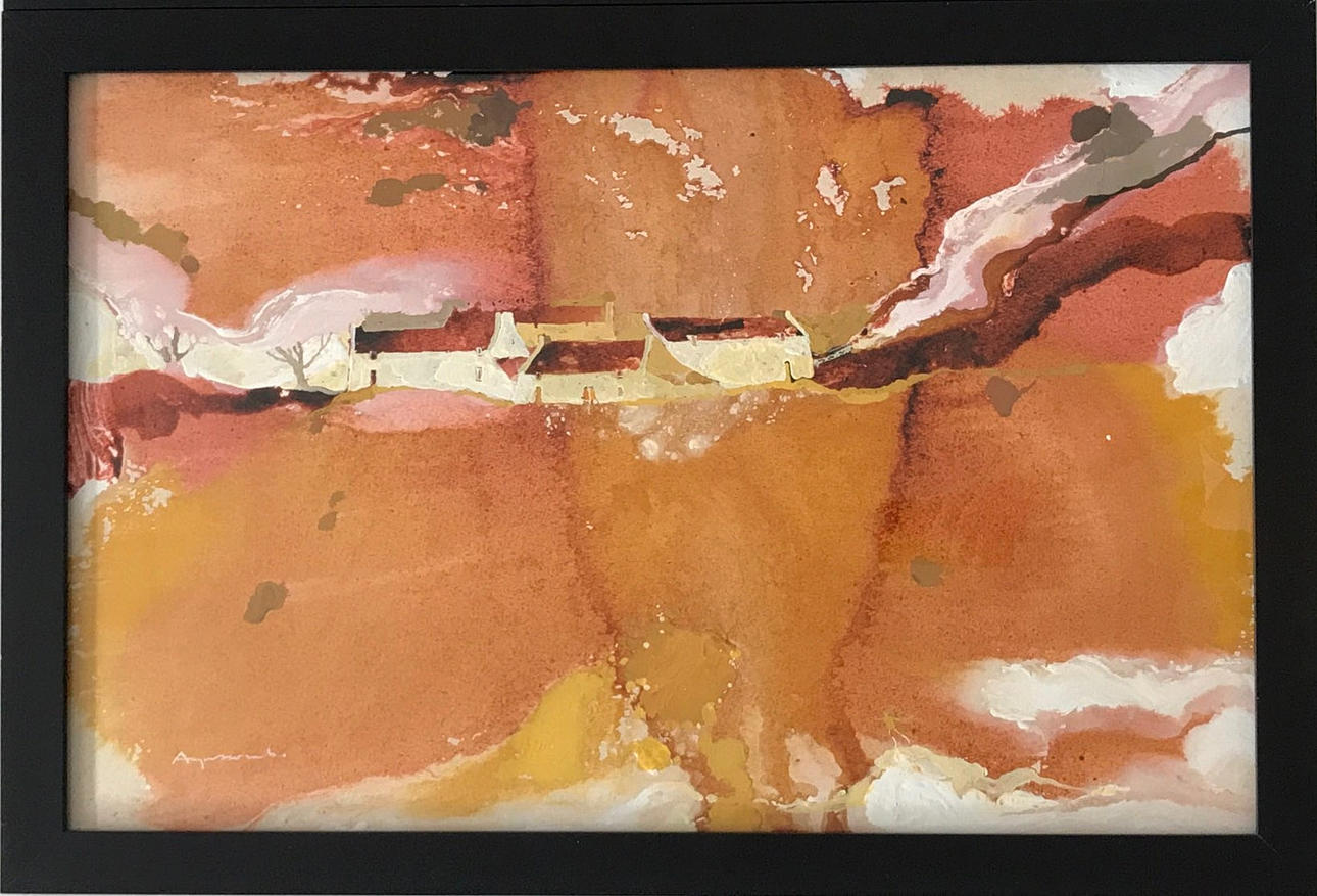 PINTURA DE TÉCNICA MIXTA ENMARCADA.