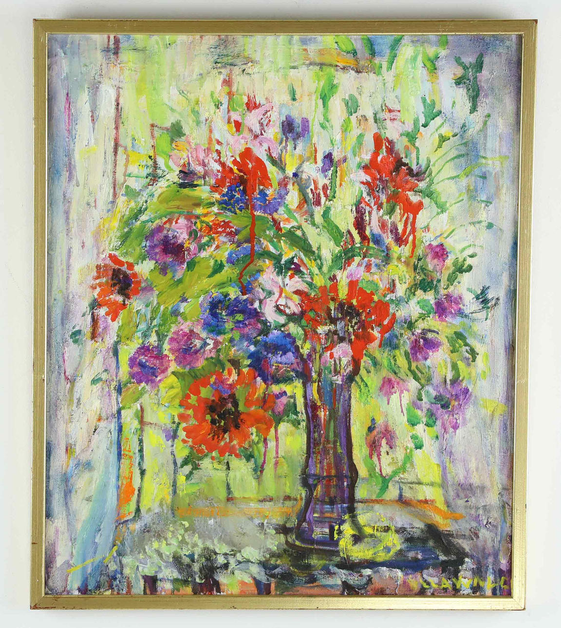 ULLA WALLER. oil on canvas, Blomster, signed.
