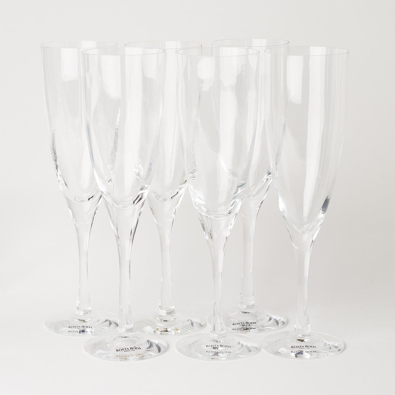 BERTIL VALLIEN. 6 Stück, Champagnergläser, „Chateau“, Kosta.