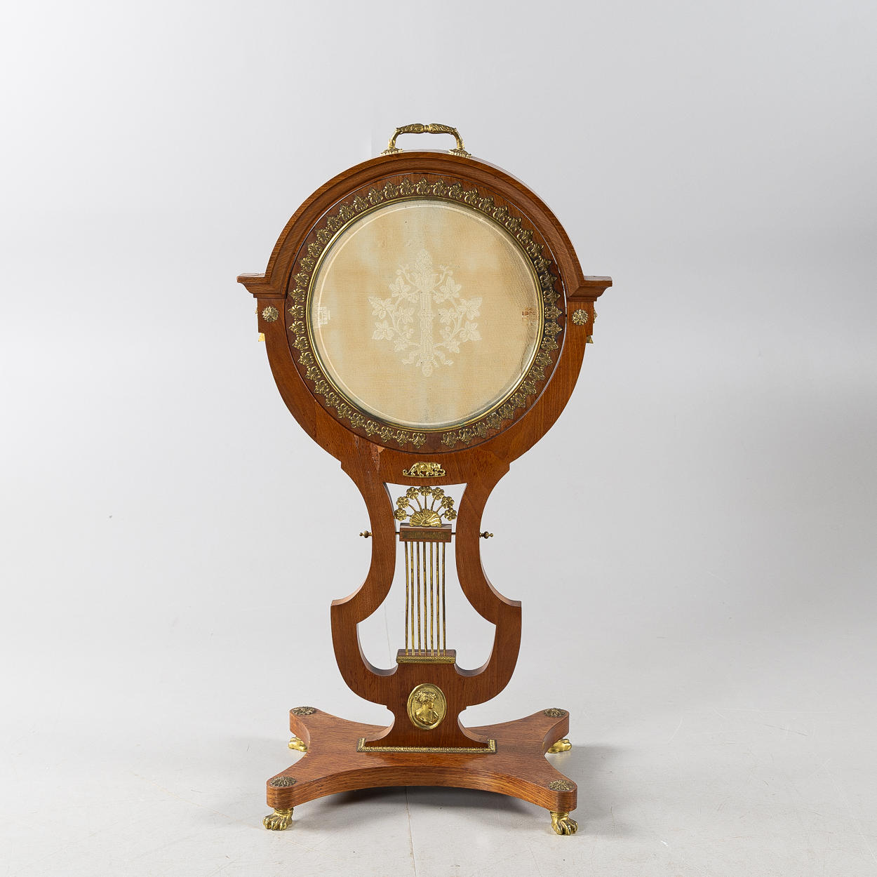 BRASSSHADE, lyre-shaped, mahogany, senempir.