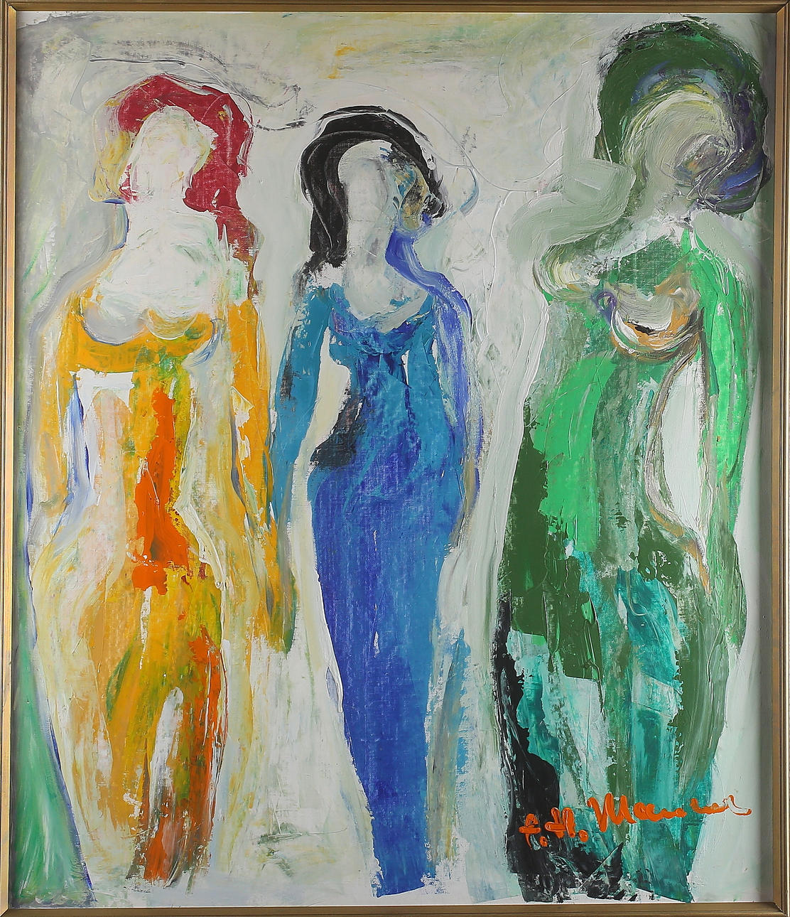 HELMUT MANTEL. Figurer, olja på duk, signerad F. H. Mantel.