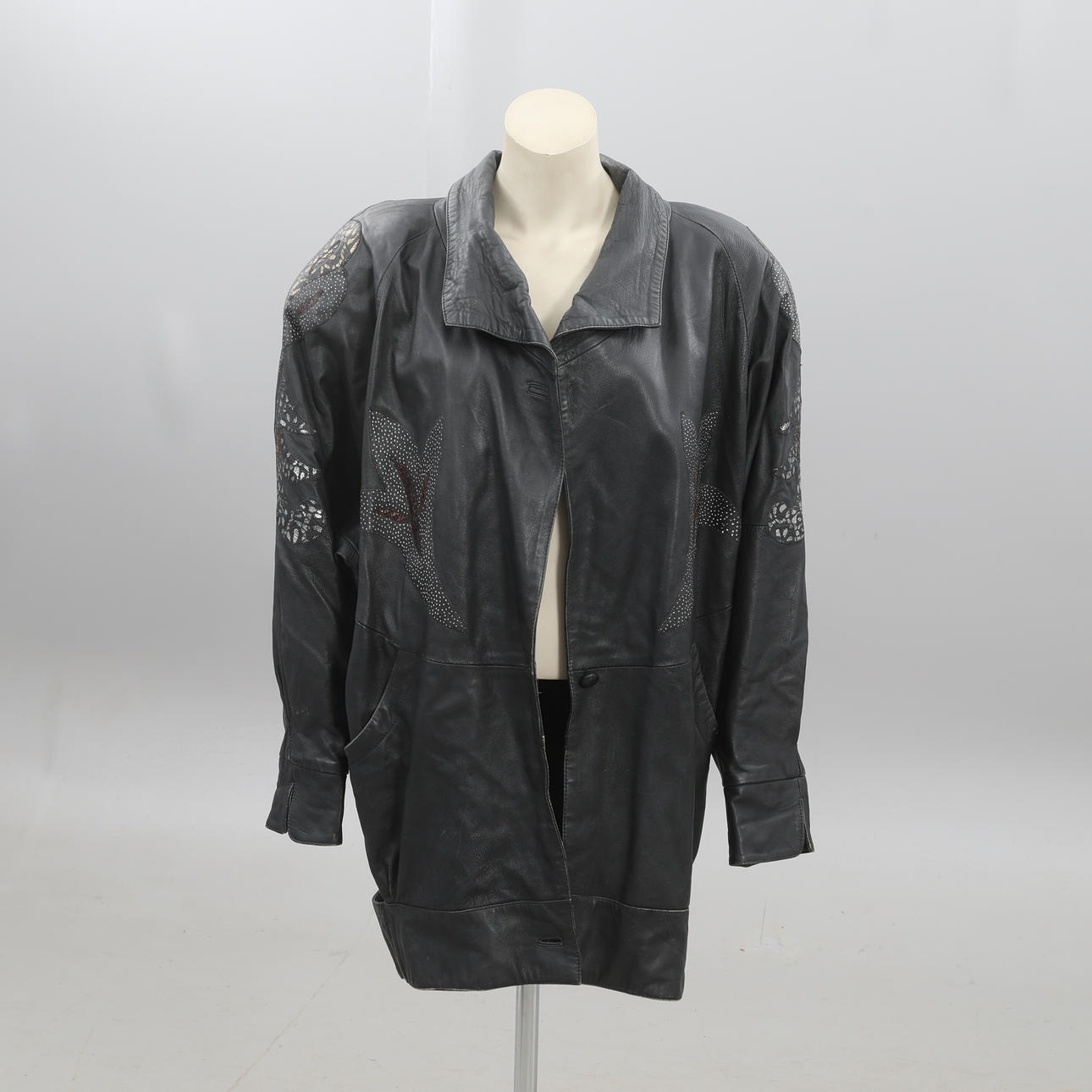 DAMEJAKKE, læder, Made in Italy.