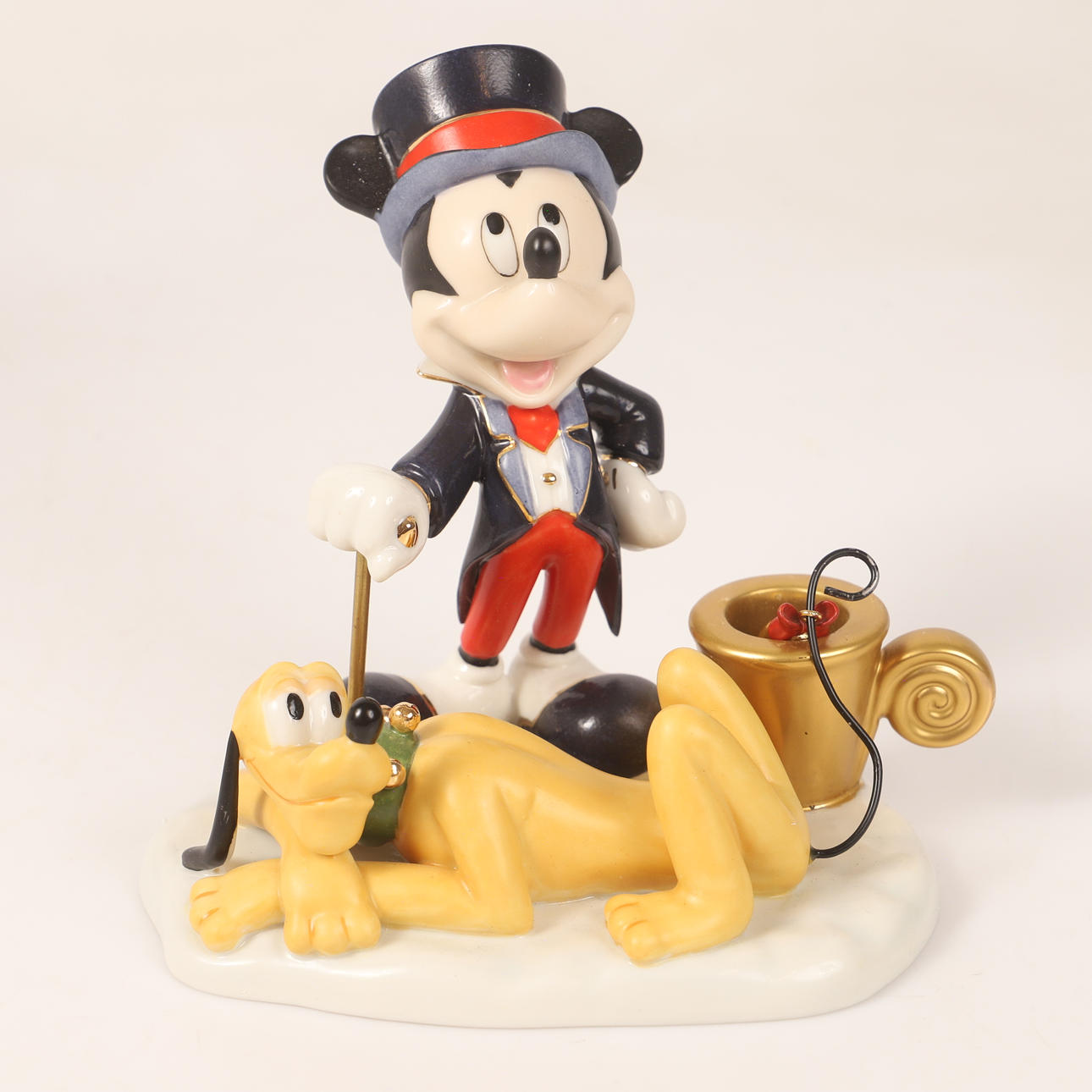 STEFAN LINDAHL. Candlestick, Mickey & Pluto, Porcelain, Disney Christmas Collection, Firefly.