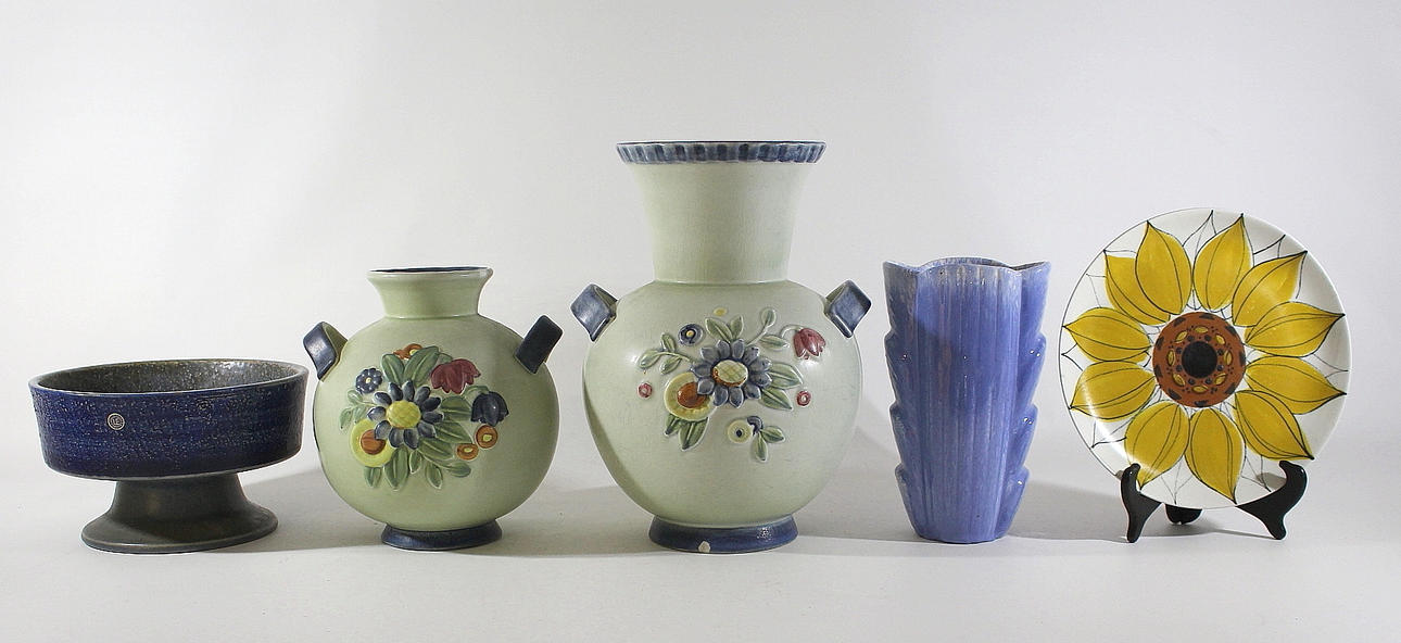 KERAMIK, 5 delar, Rörstrand, Uppsala/Ekeby, Arabia.