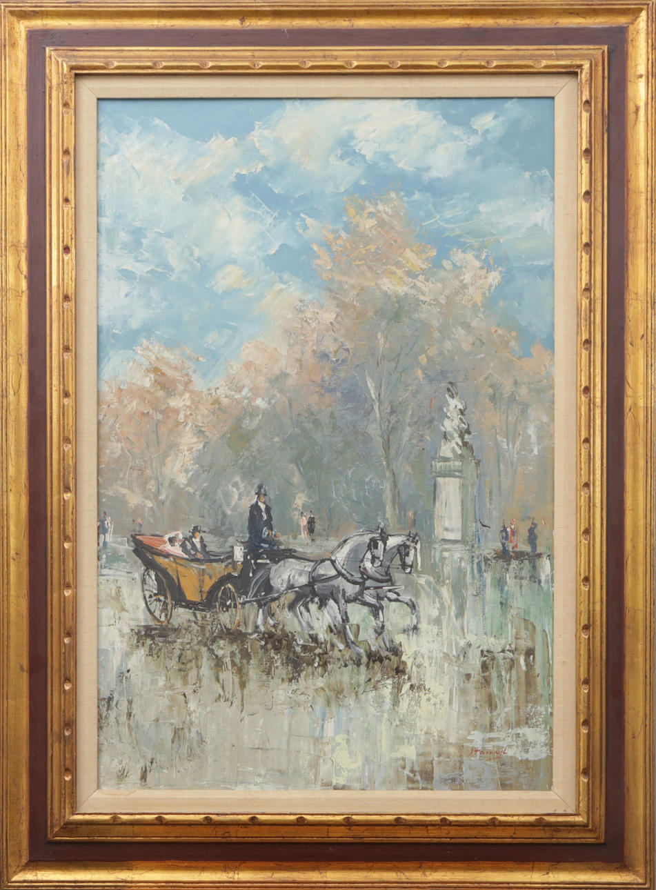 OIDENTIFIERAD KONSTNÄR. OIL, on canvas, indistinctly signed, reportedly purchased in the United States.