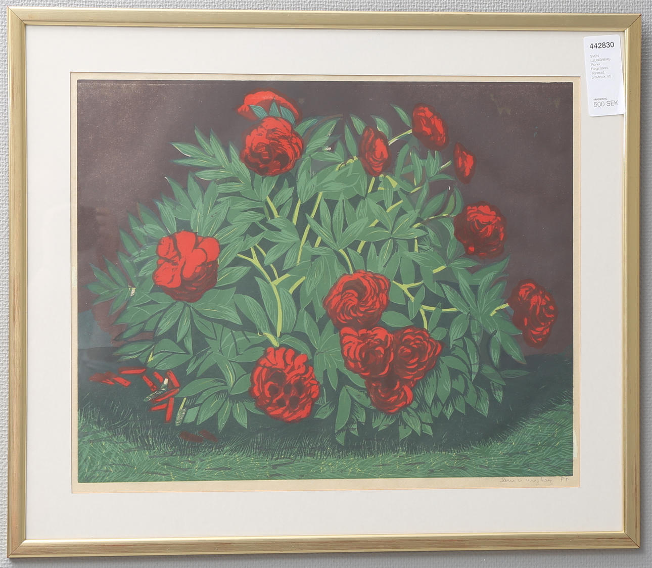 SVEN LJUNGBERG. Pioner. Färgträsnitt, signerad, provtryck.