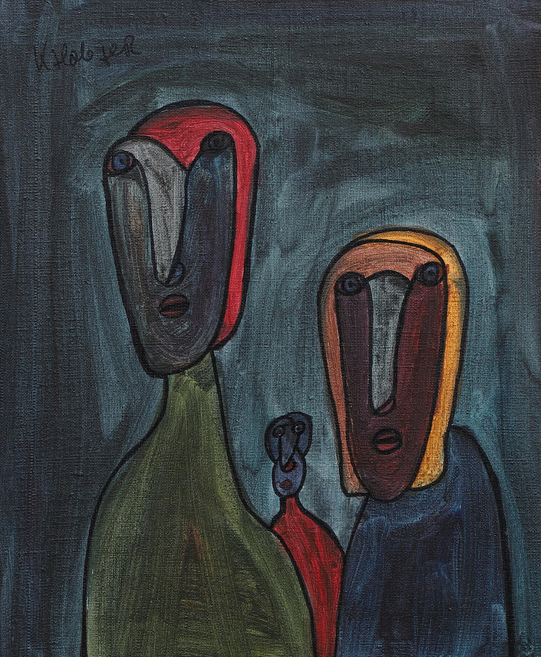 KJELL HOBJER. Oil on canvas, figural composition, signed, dated 2005.