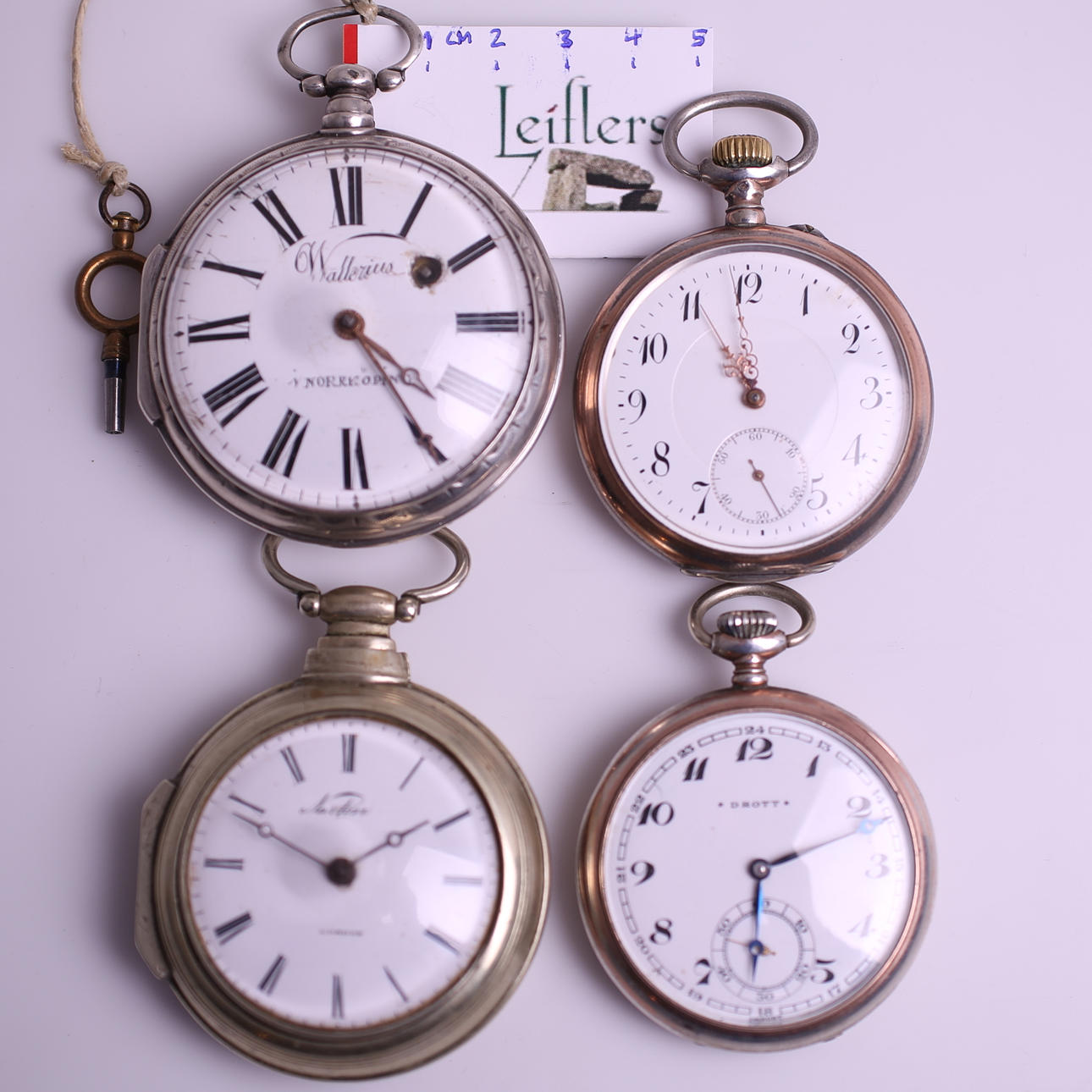 FICKUR, 4 st, Wallerius / Ancre Reglage Brequet / Narton / Drott, 18-/1900-tal.