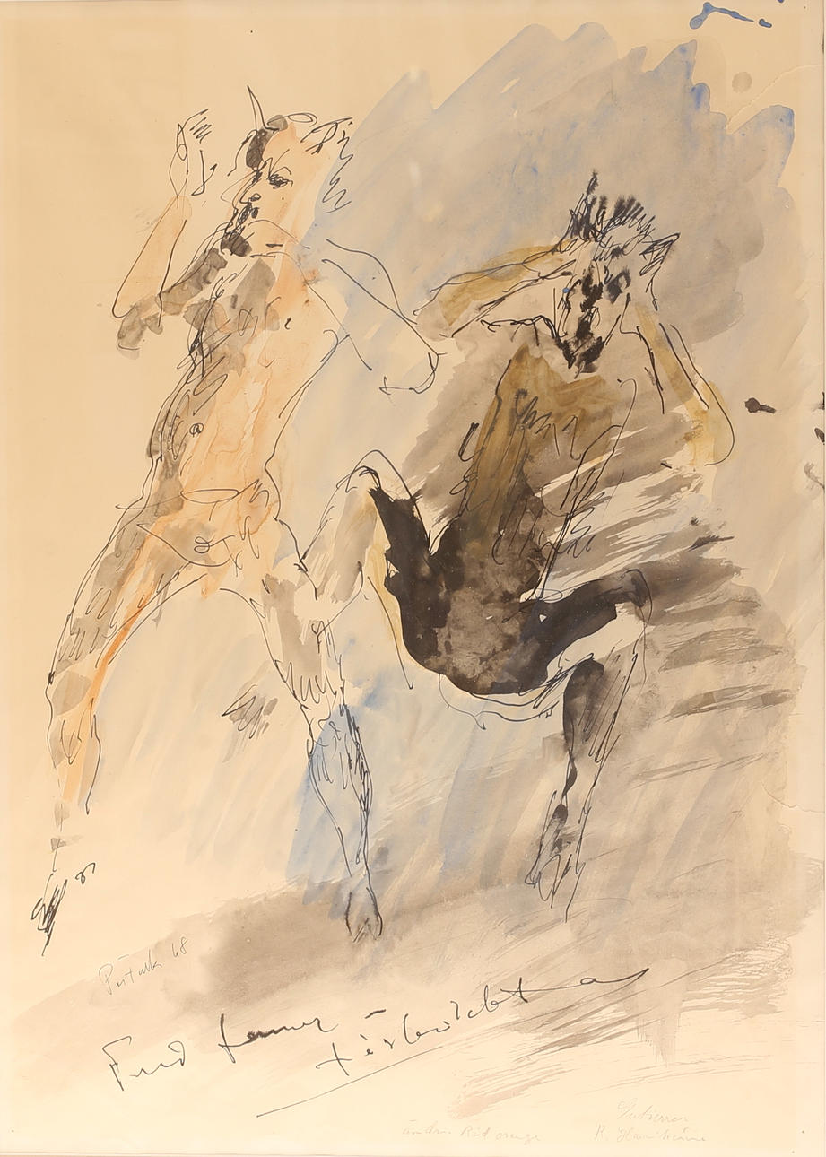 PER FALK. Watercolor, signed.