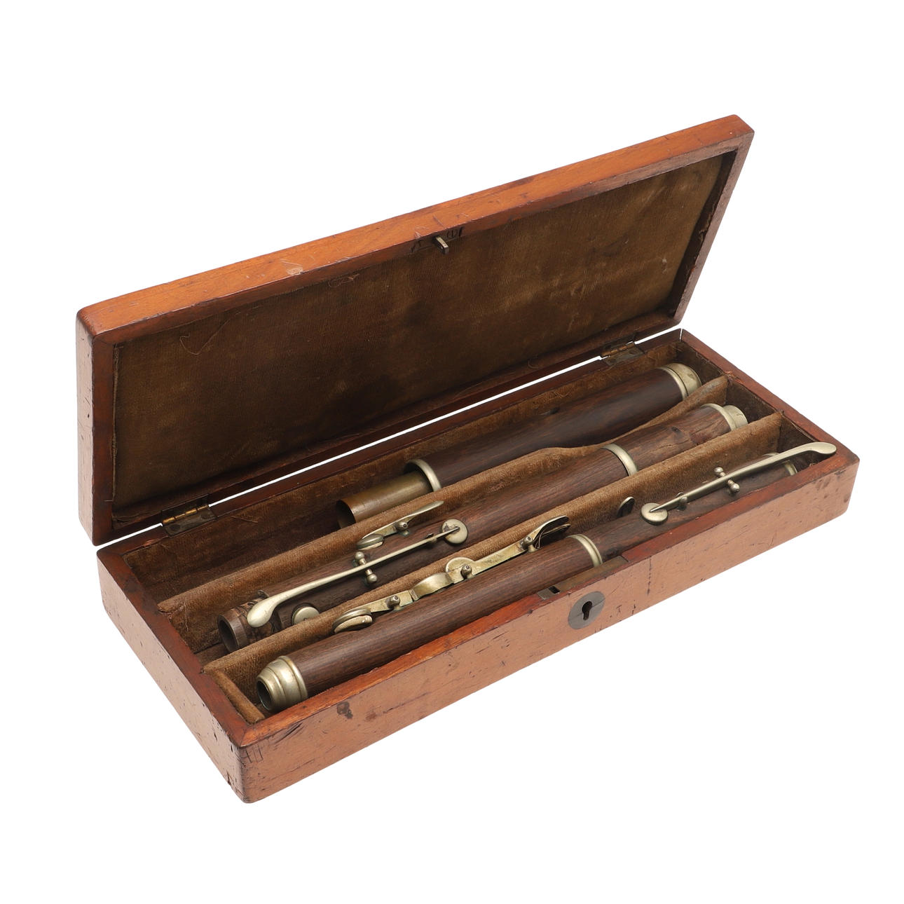 ANTIQUE CASED ROSEWOOD FLUTE.