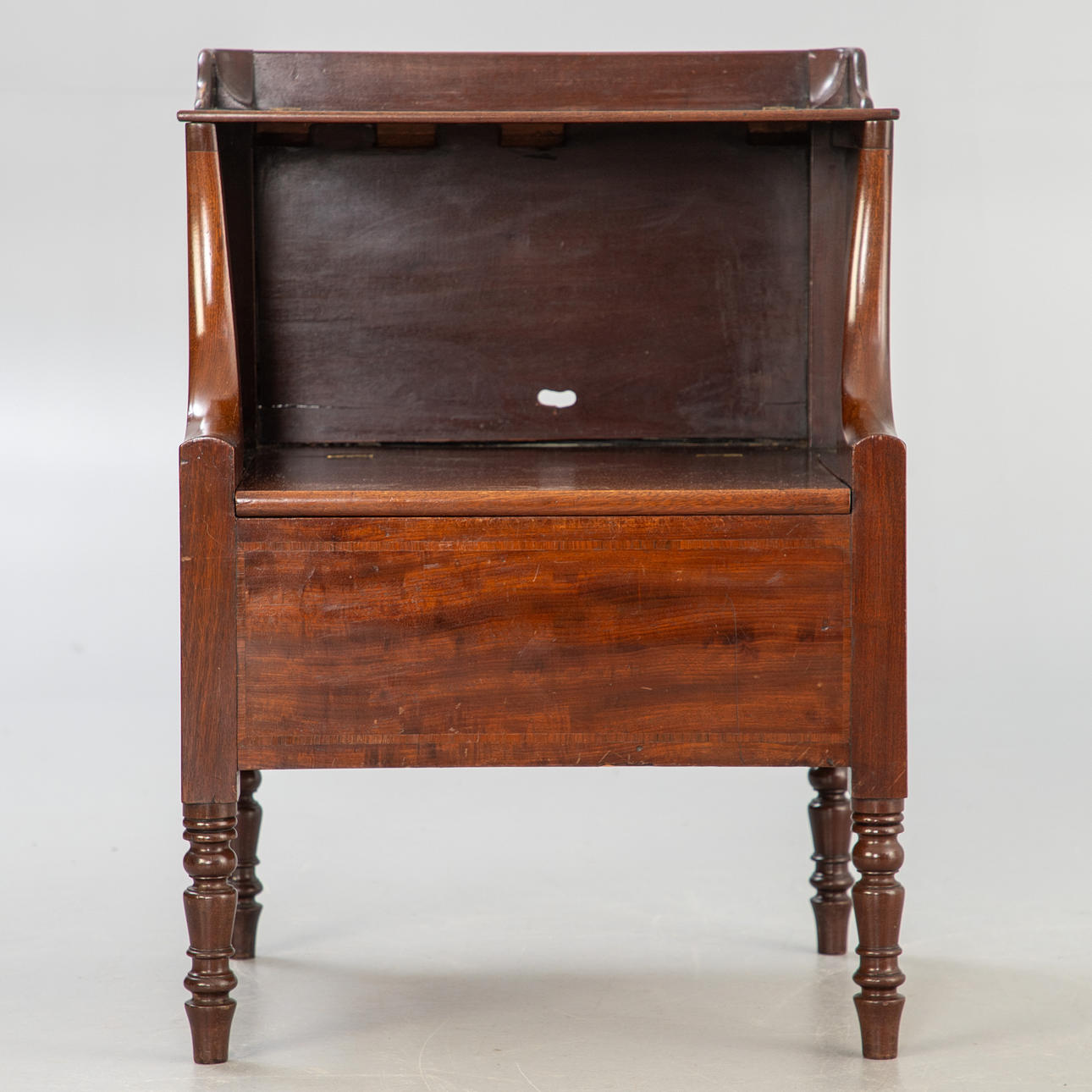 Bedside table/washbasin, mahogany, England.