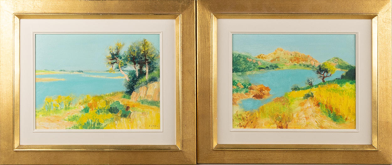 JACQUES EITEL (1926-2006). A pair, nature motifs, oil on panel, signed.