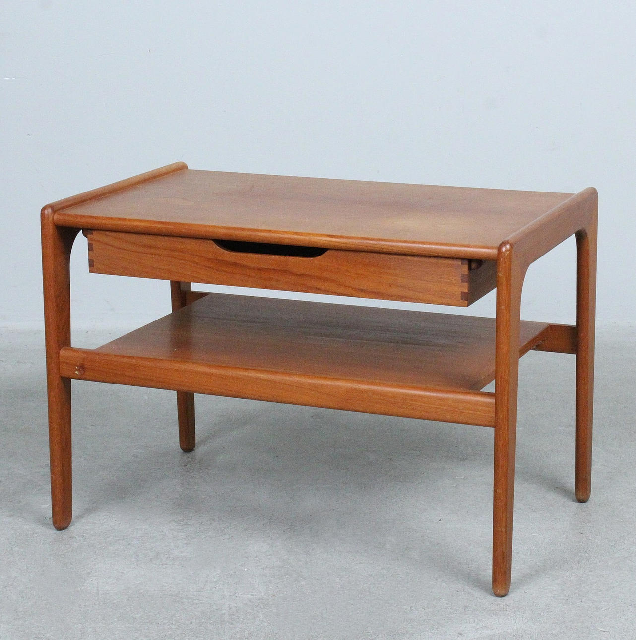 SALIN NYBORG. Side table/teak sewing table, Denmark, 1960s.