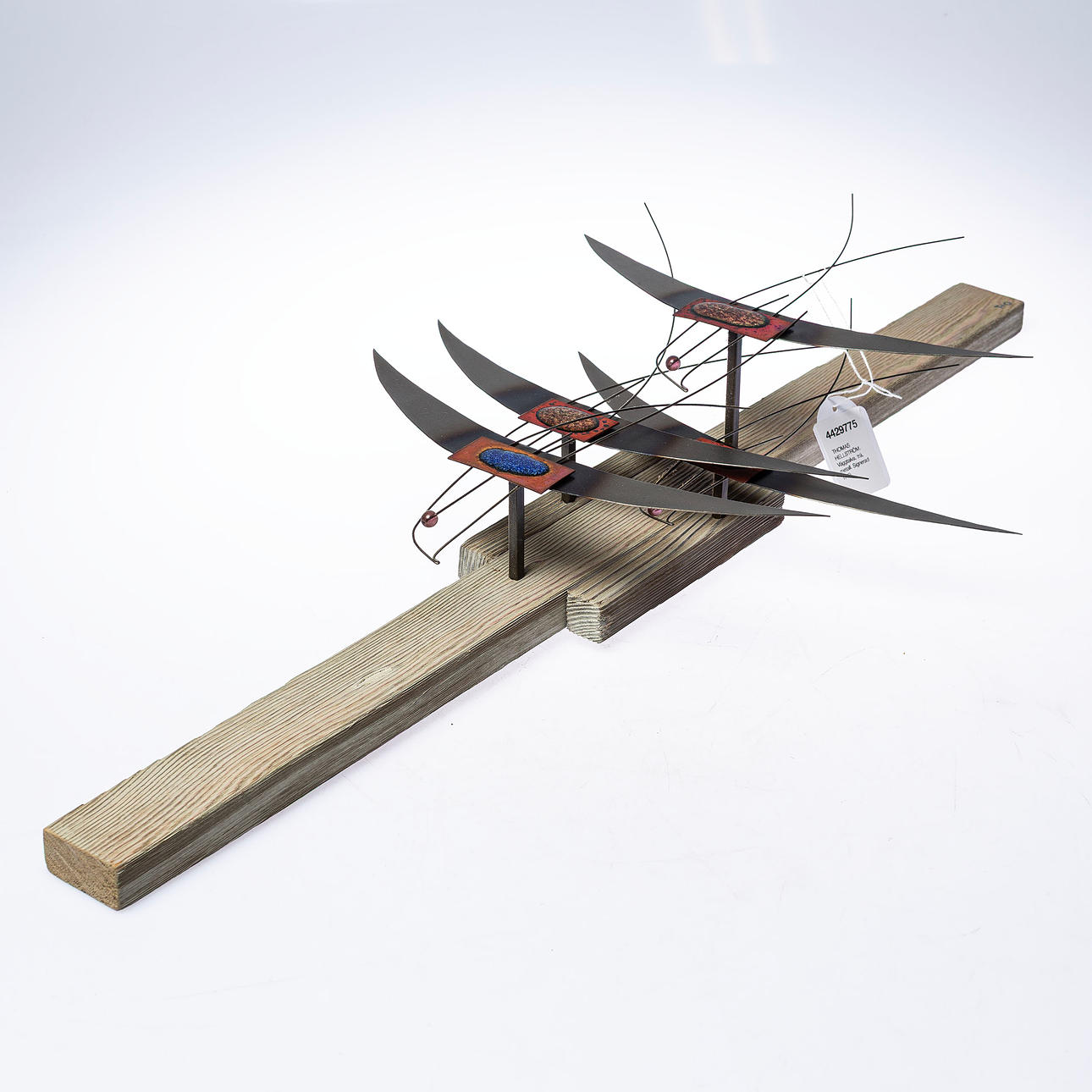 THOMAS HELLSTROM. Wall hoist, wood, metal. Signed THO.