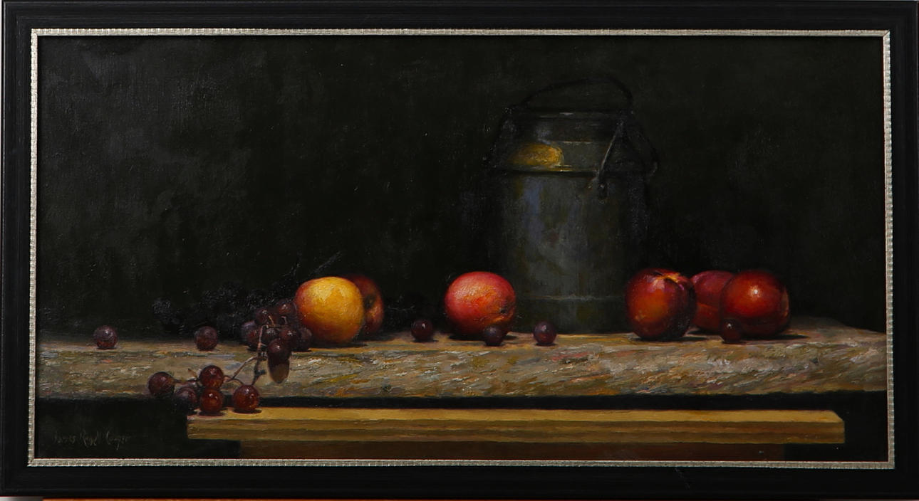 JAMES RUSSELL COWPER. Nectaines, olja på duk, signerad.