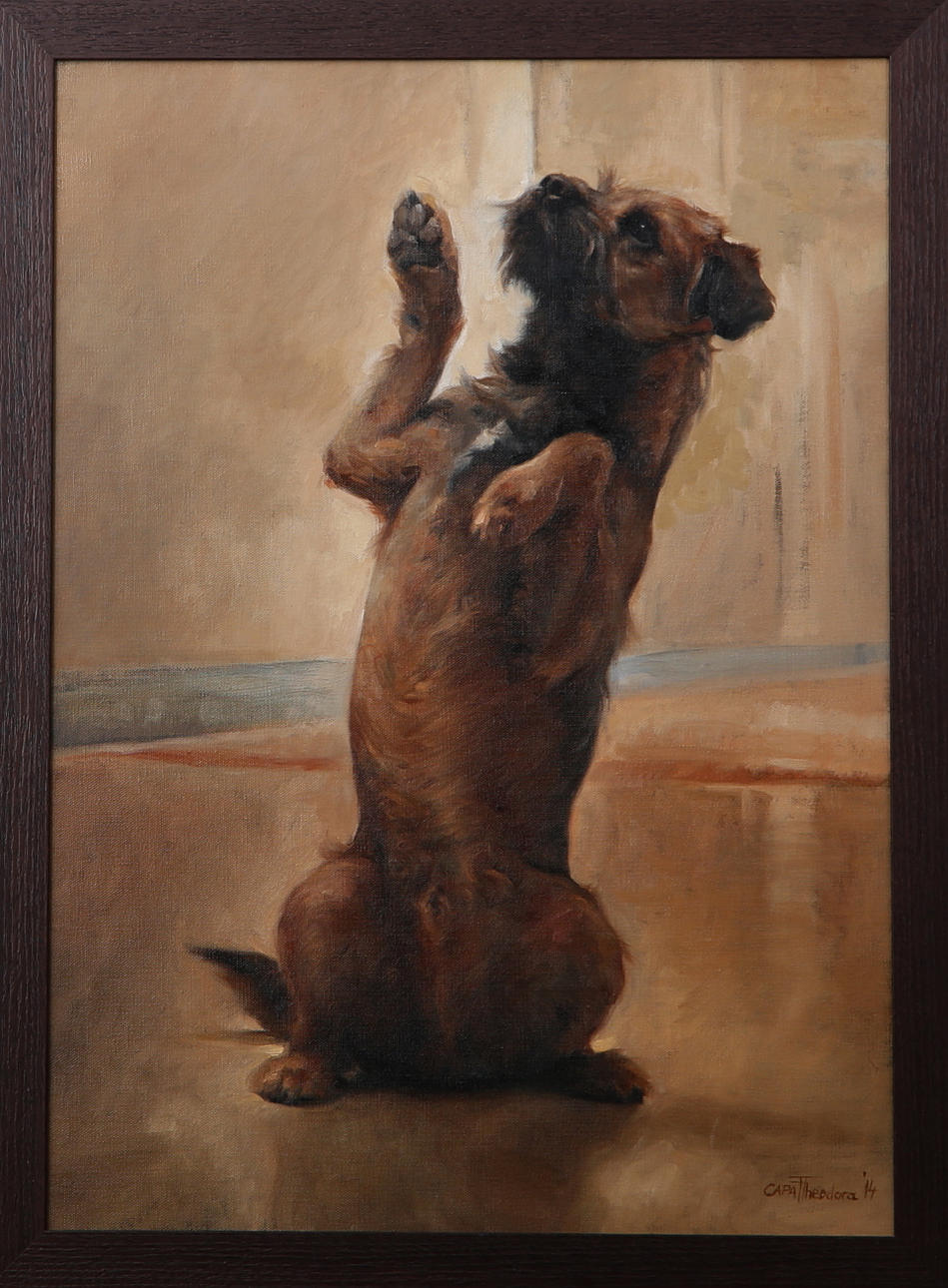 THEODORA DANIELA CAPAT. Sittande hund, olja på duk, signerad och daterad -14.