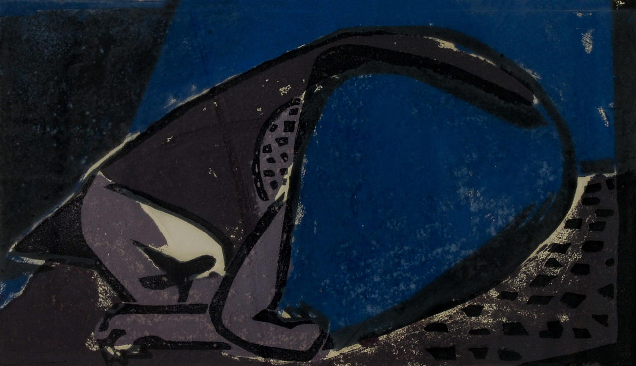 OIDENTIFIERAD KONSTNÄR. Lithograph in Colour, 1952.