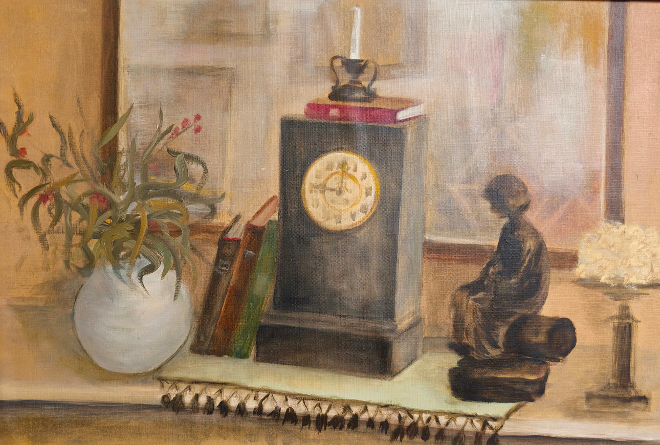 DESKTOP VIEWS. OIL ON TABLETS. ANONYMOUS. FRAMED.