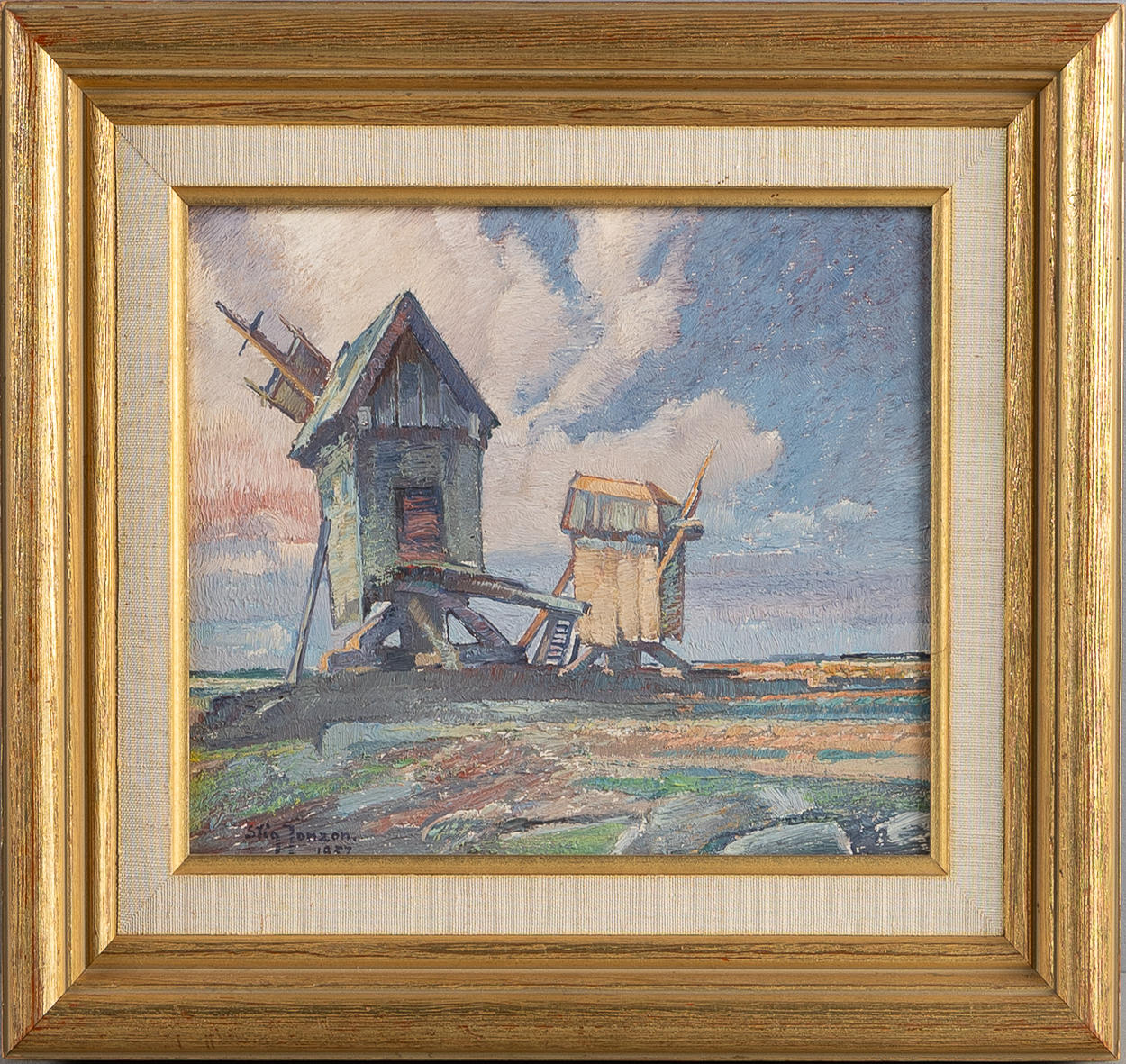 STIG JONZON. Oil on panel, Öland motif, signed.