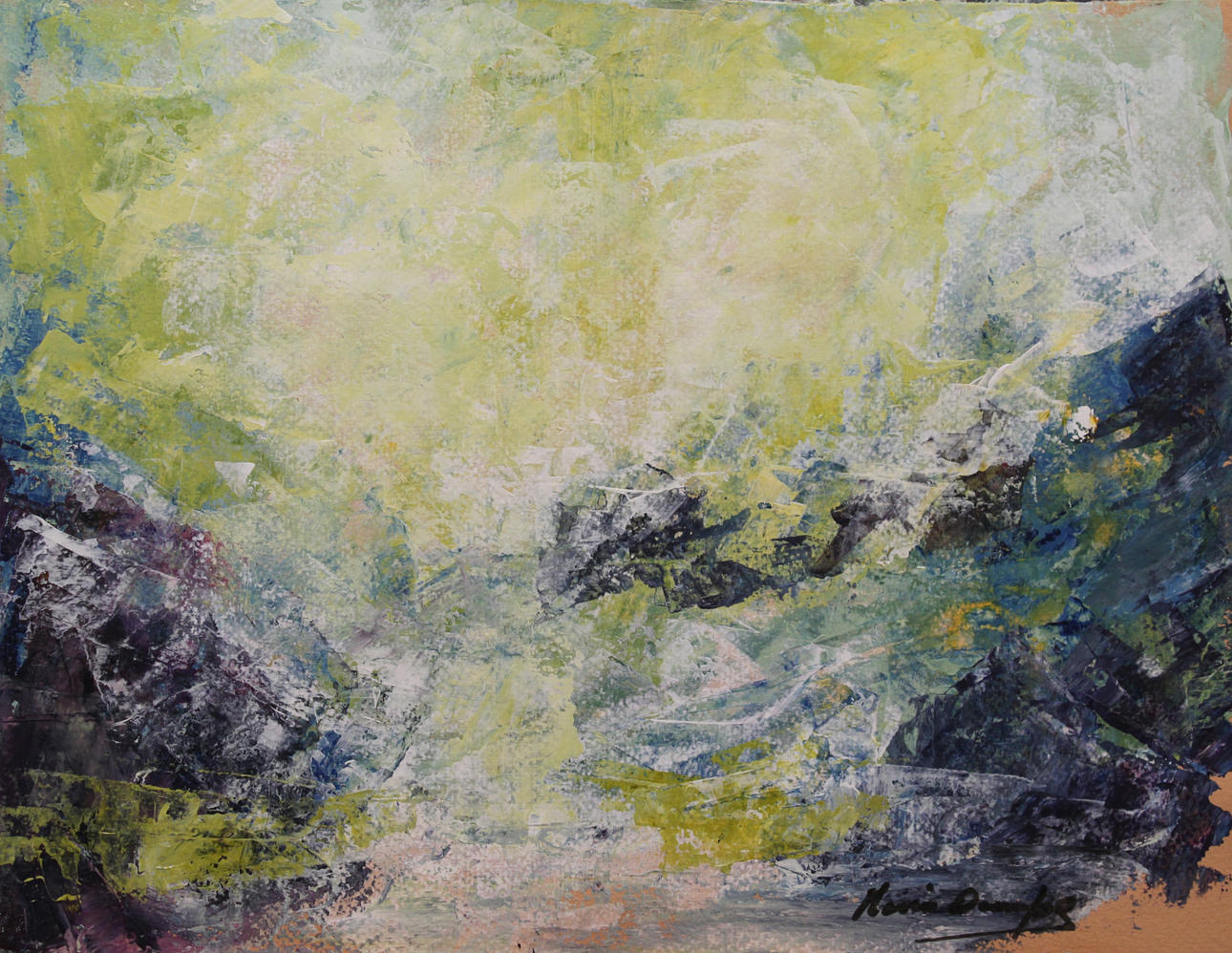 MARIA OCAMPO. Drömlandskap. Olja på papp. Signerad.