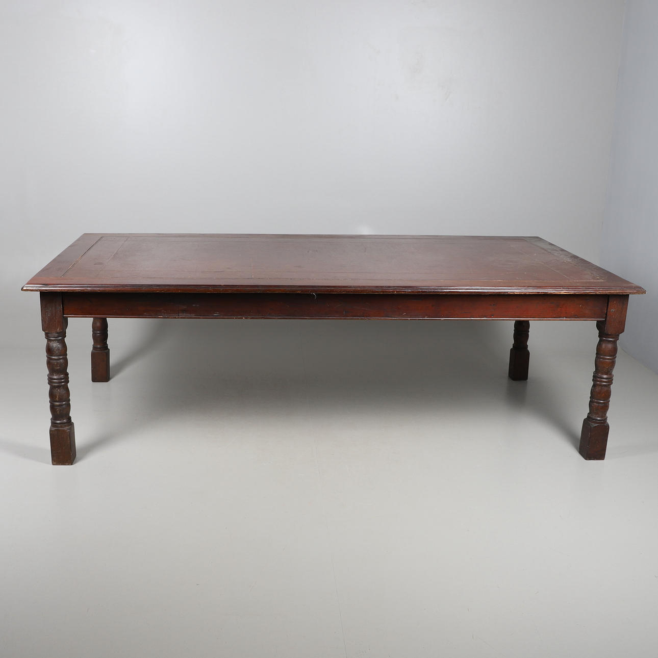 UNUSUALLY LARGE OAK LIBRARY/BOARDROOM TABLE.