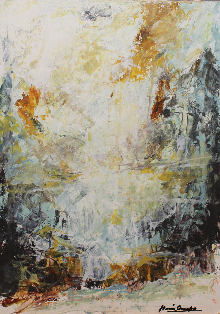 MARIA OCAMPO. Drömlandskap. Olja på papp. Signerad.