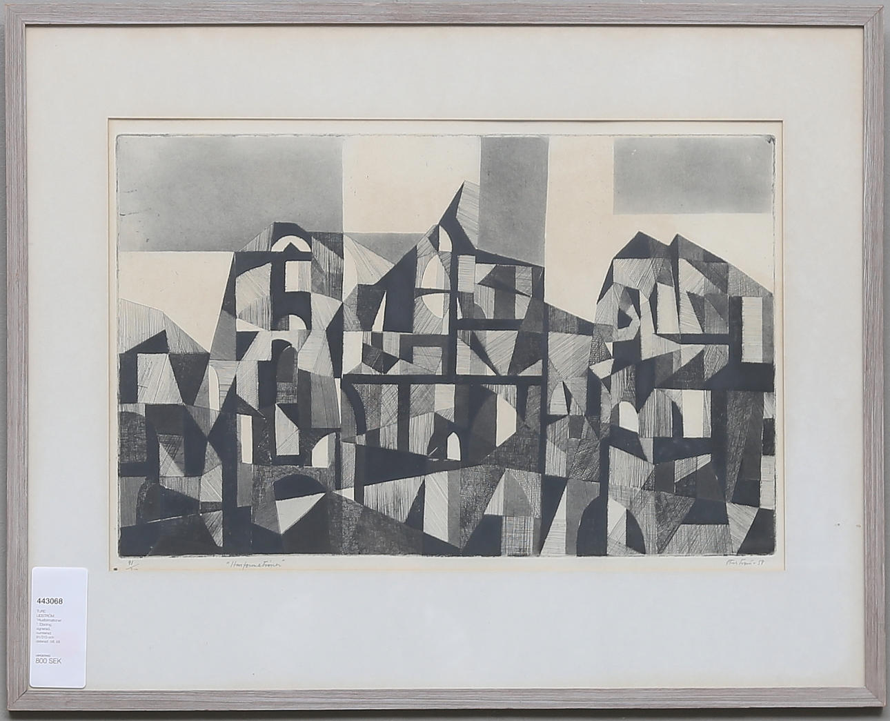 TURE LIDSTRÖM. "Husformationer". Etsning, signerad, numrerad 91/310 och daterad -58.