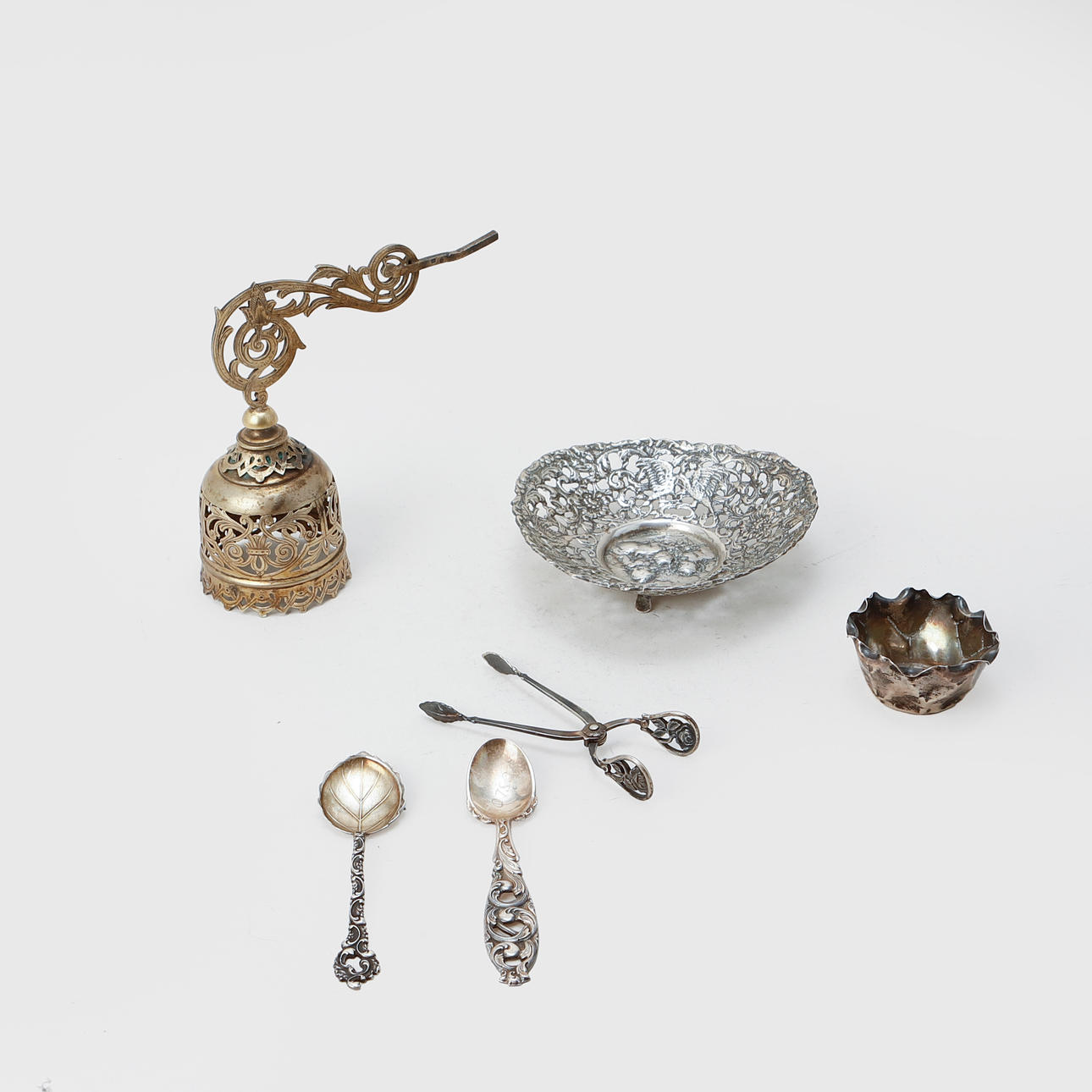SILVER OBJECTS, 6 pcs, weight approx 345 grams.
