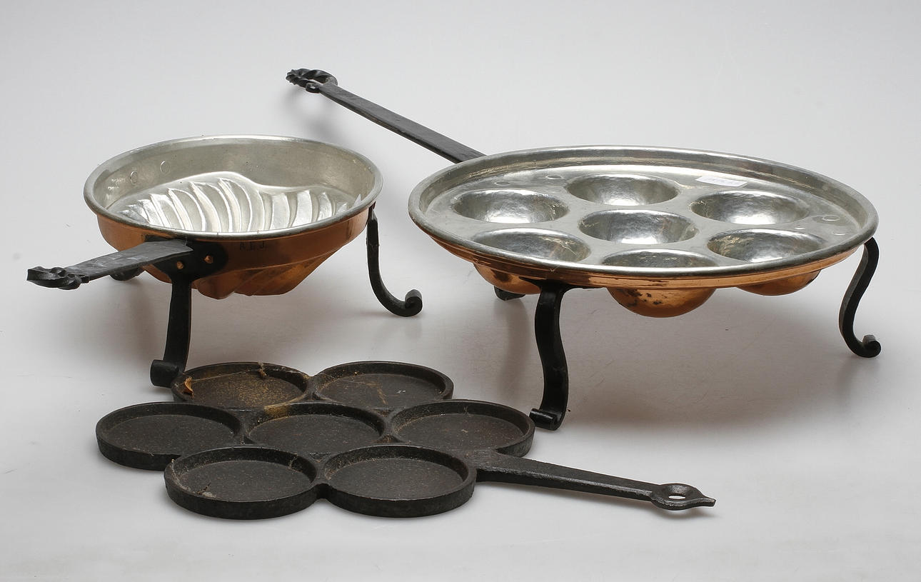 ALADÅBFORM, MUNKPANNA, koppar samt PLÄTTLAGG, Näfveqvarn, märkt NQ.