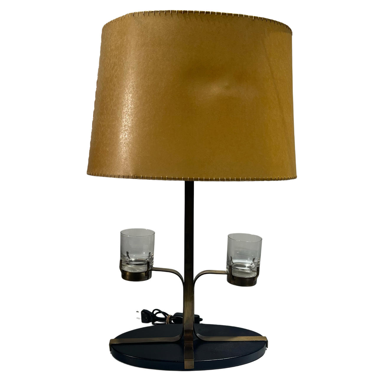JORDI VILANOVA. Table lamp with 2 glass containers.