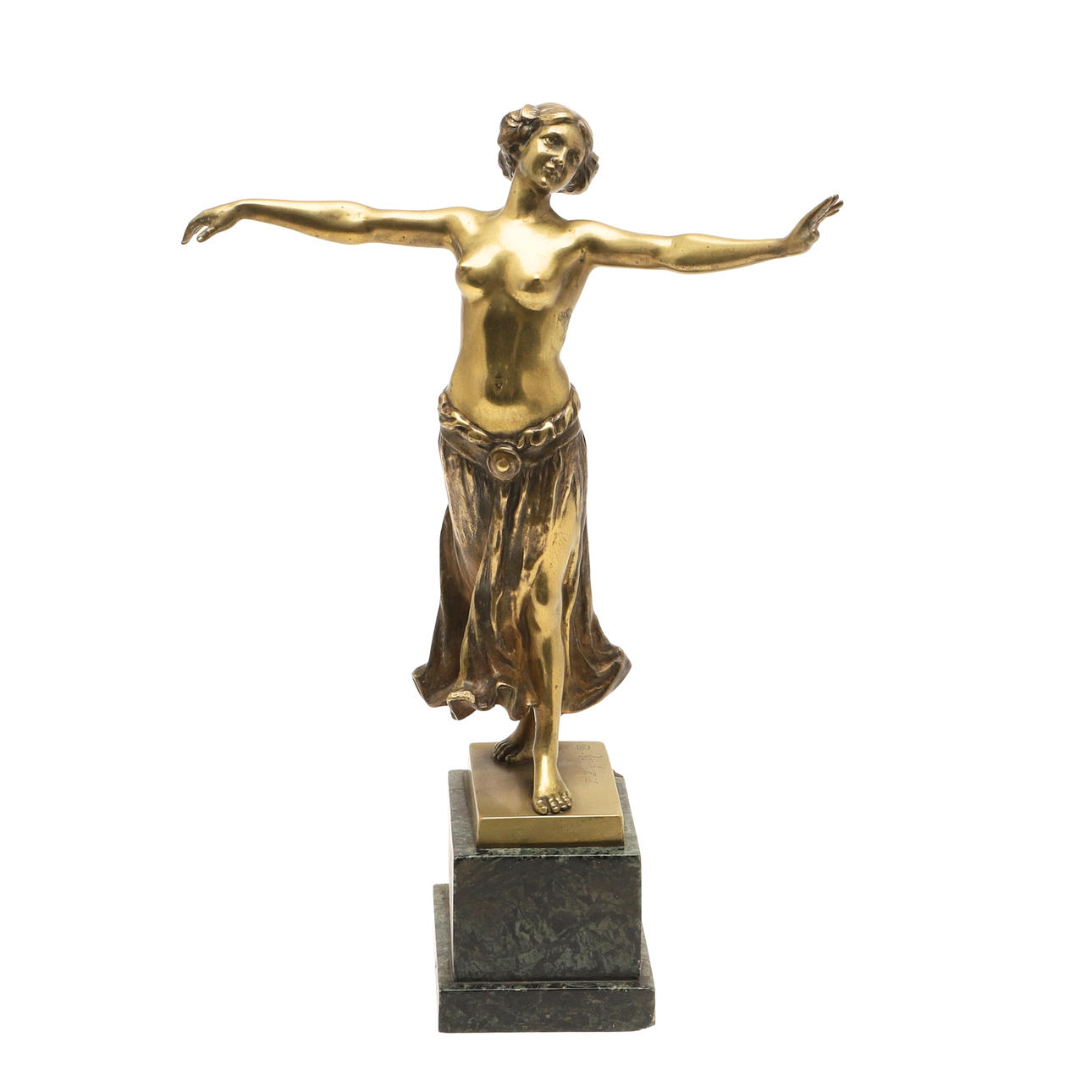 AFTER FERDINAND LUGERTH (1885-1915). BRONZE SCULPTURE OF A DANCER.
