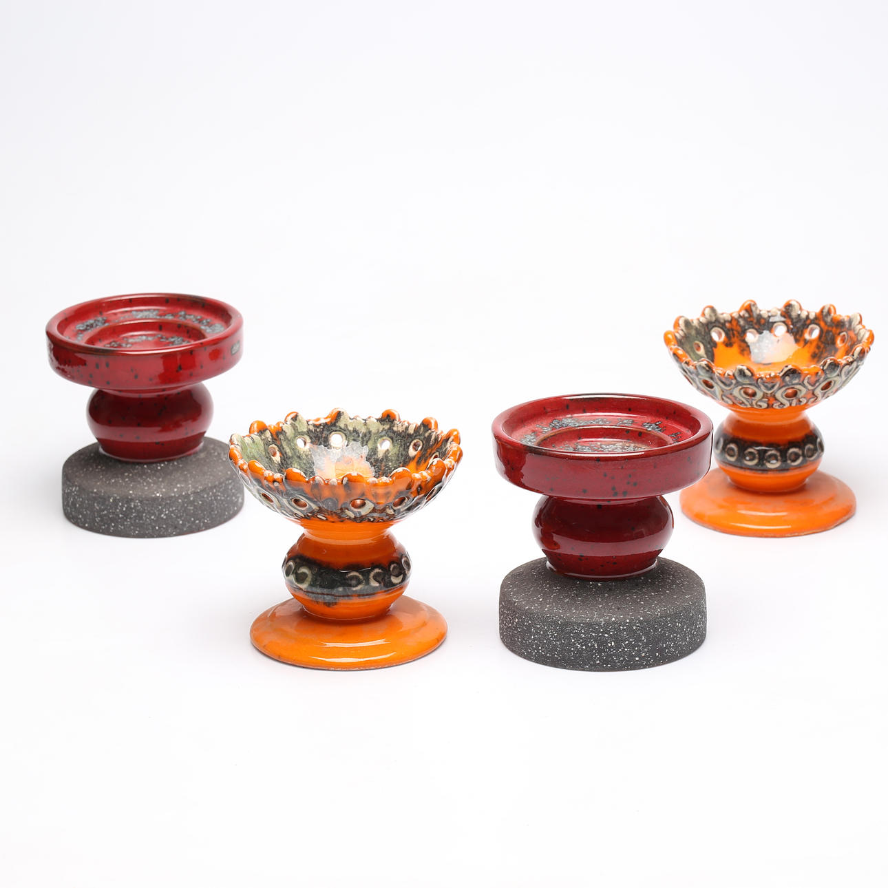CANDLESTICKS, 2 pairs, ceramic, b.la. Nittsjö.